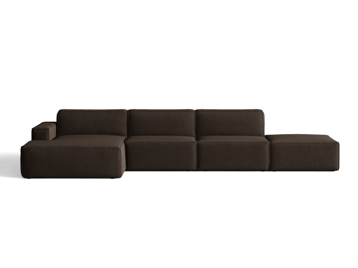 Modulares Ecksofa Jodie von Micadoni, L-Form mit Meridienne links, Polsterstoff, schwarze Beine