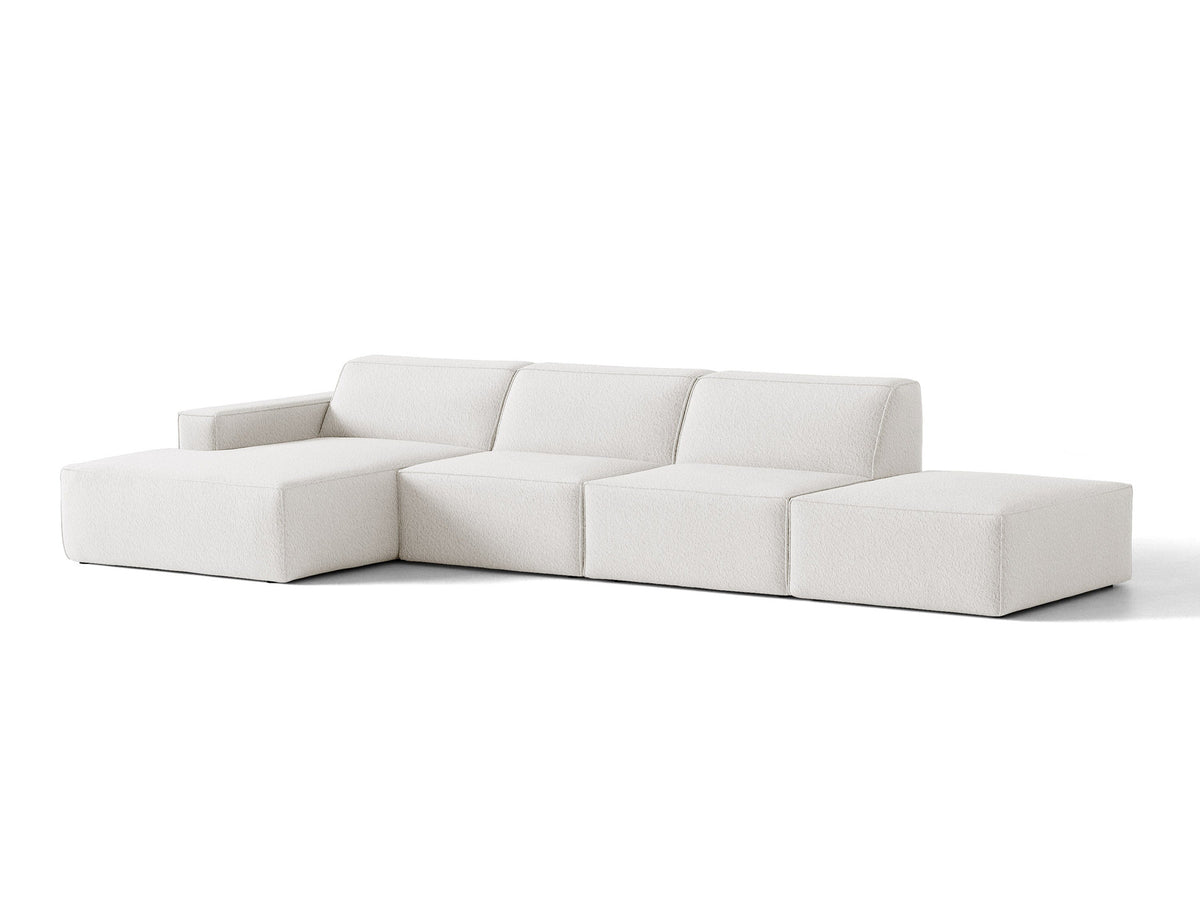Modulares Ecksofa Jodie von Micadoni, L-Form mit Meridienne links, Polsterstoff, schwarze Beine