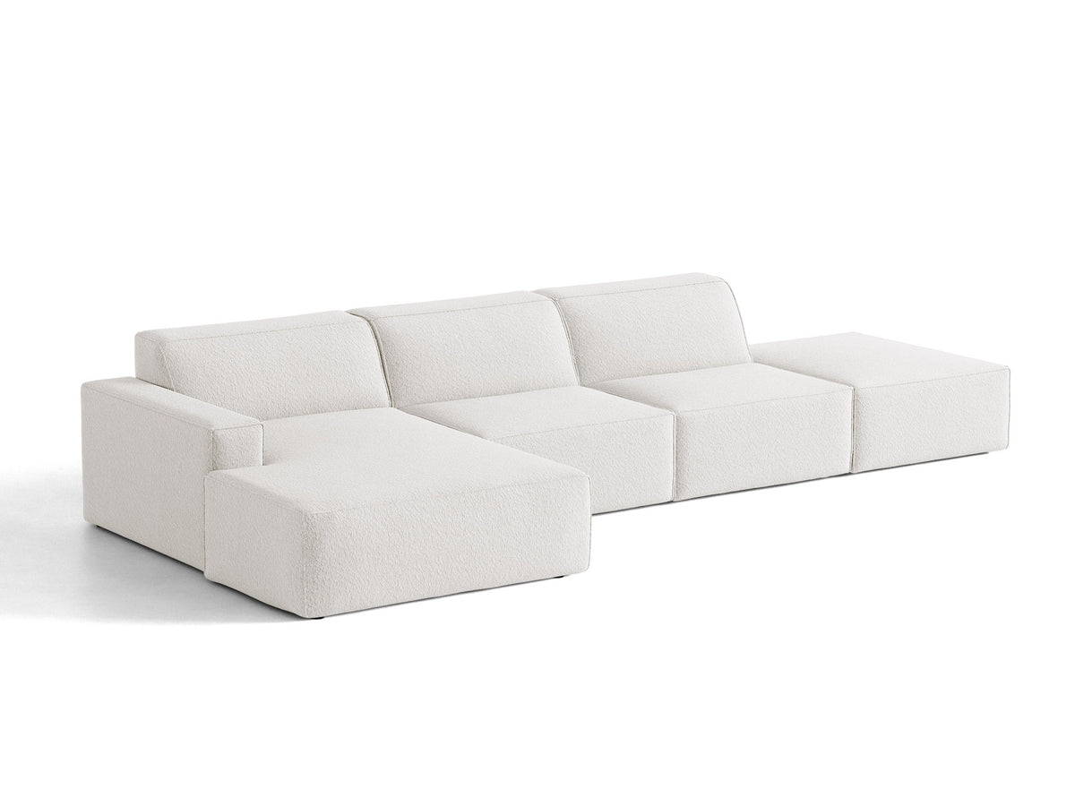 Modulares Ecksofa Jodie von Micadoni, L-Form mit Meridienne links, Polsterstoff, schwarze Beine