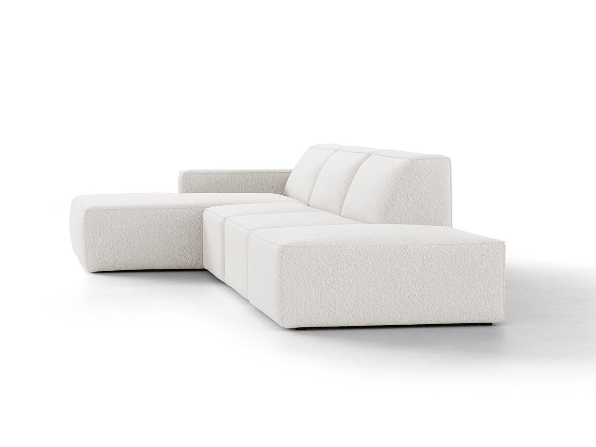 Modulares Ecksofa Jodie von Micadoni, L-Form mit Meridienne links, Polsterstoff, schwarze Beine