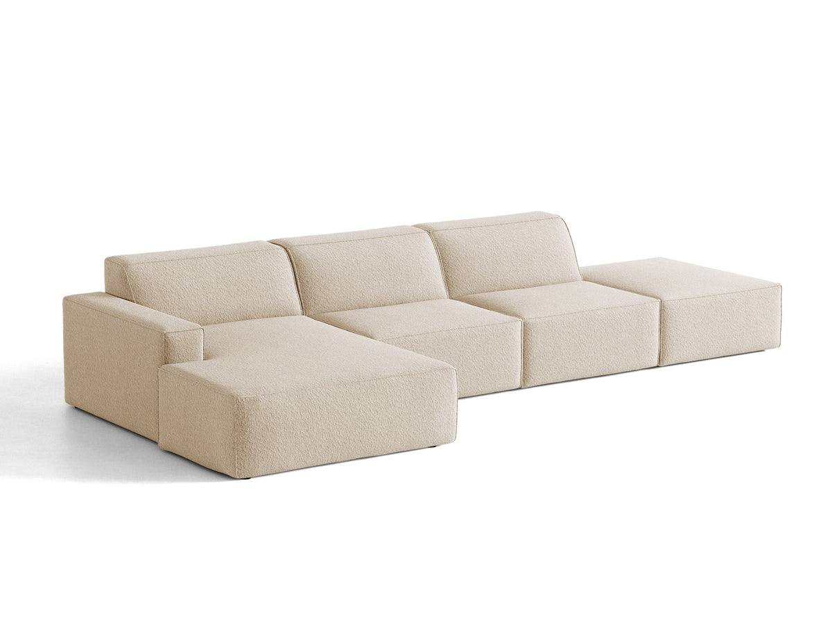 Modulares Ecksofa Jodie von Micadoni, L-Form mit Meridienne links, Polsterstoff, schwarze Beine