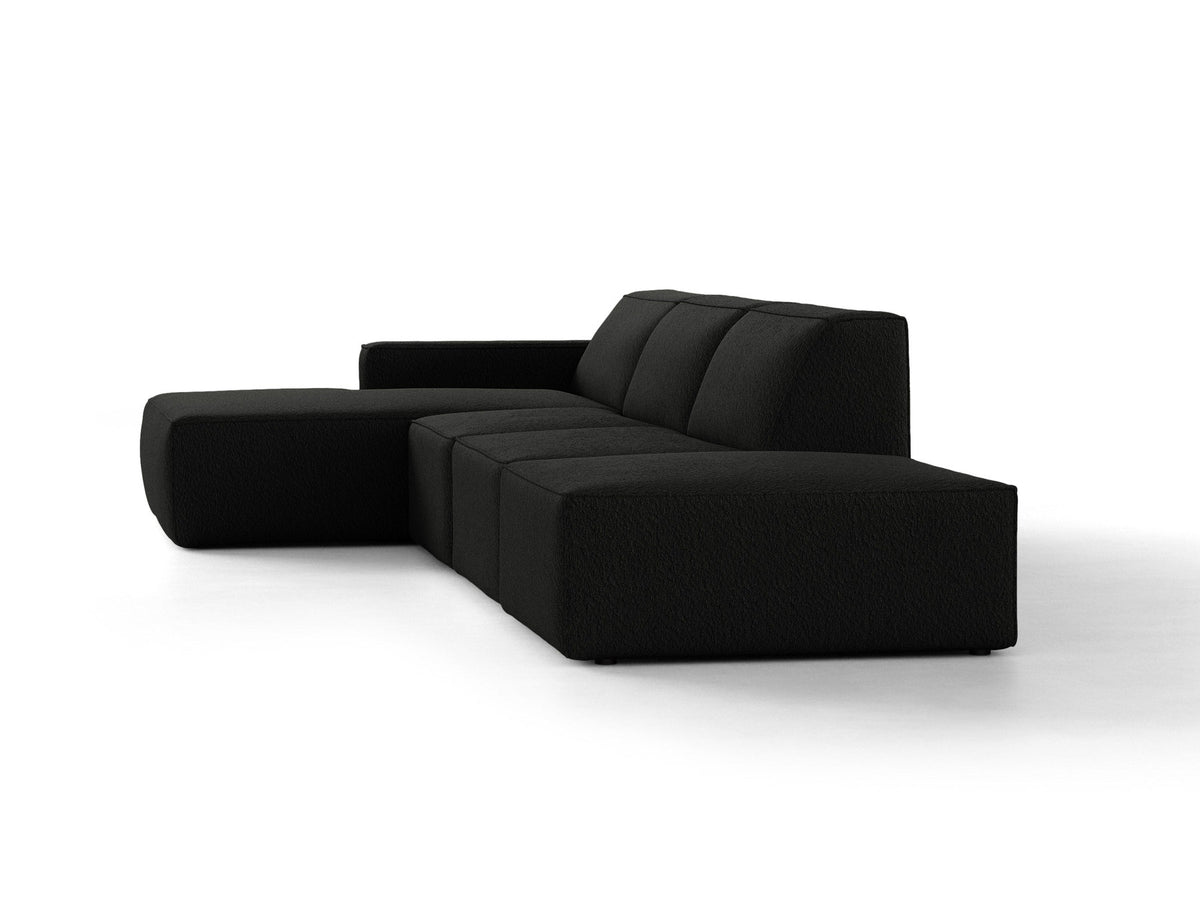 Modulares Ecksofa Jodie von Micadoni, L-Form mit Meridienne links, Polsterstoff, schwarze Beine