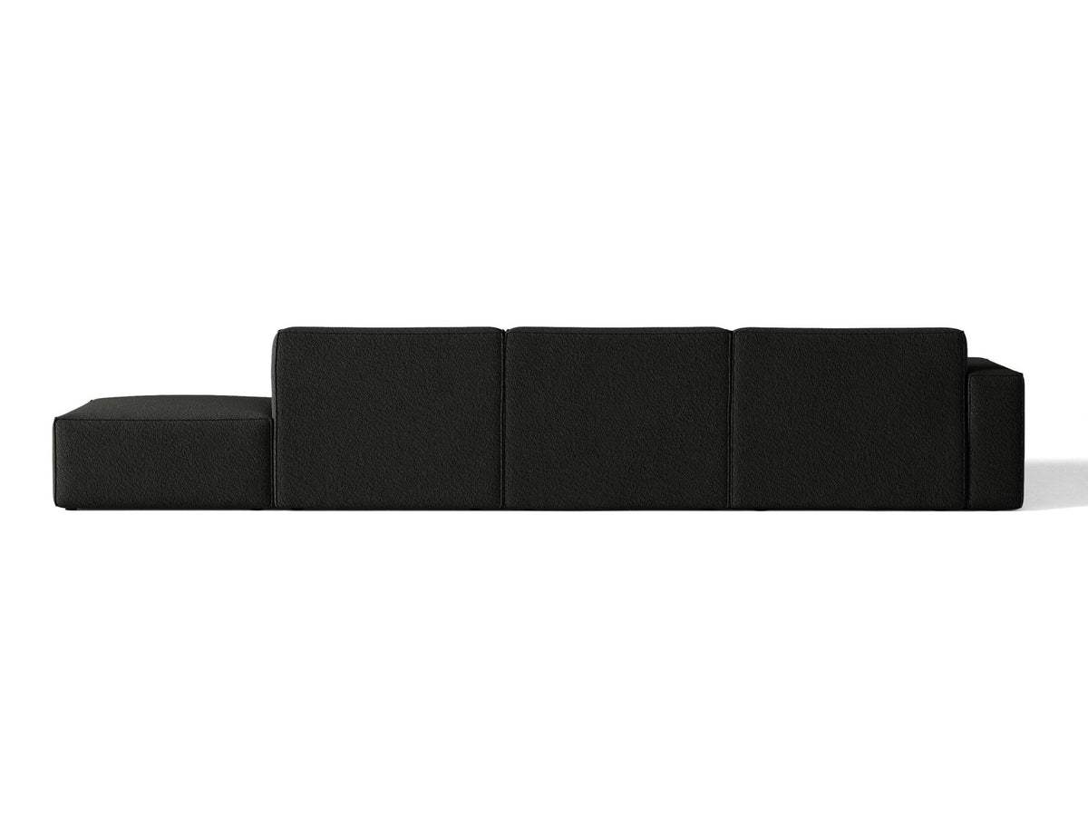 Modulares Ecksofa Jodie von Micadoni, L-Form mit Meridienne links, Polsterstoff, schwarze Beine
