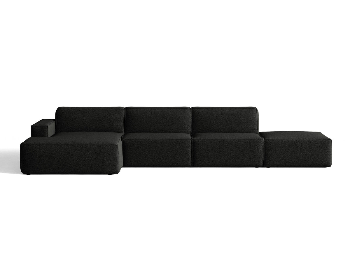 Modulares Ecksofa Jodie von Micadoni, L-Form mit Meridienne links, Polsterstoff, schwarze Beine