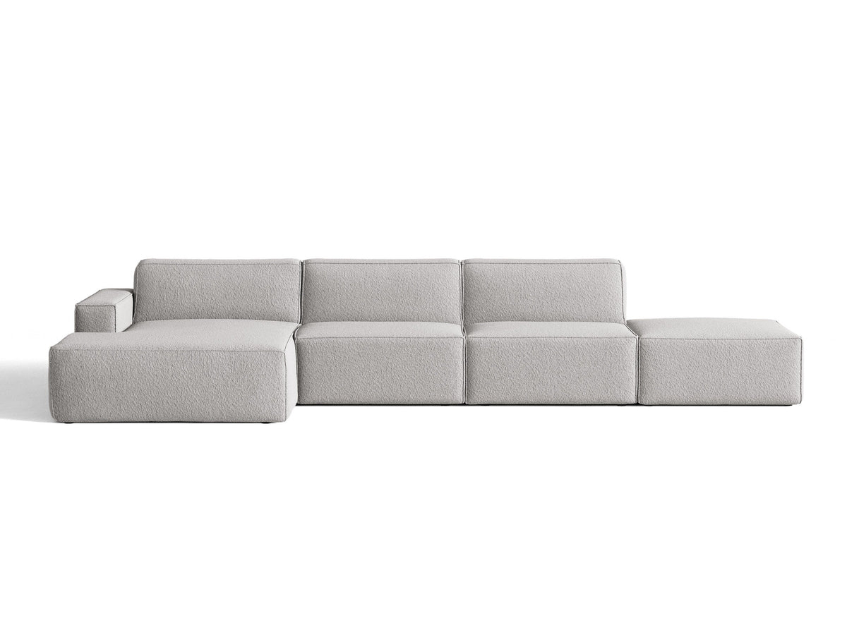 Modulares Ecksofa Jodie von Micadoni, L-Form mit Meridienne links, Polsterstoff, schwarze Beine