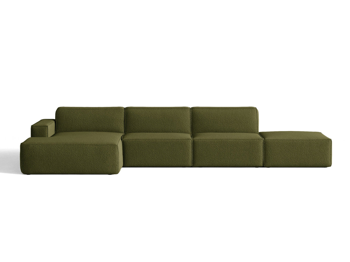 Modulares Ecksofa Jodie von Micadoni, L-Form mit Meridienne links, Polsterstoff, schwarze Beine
