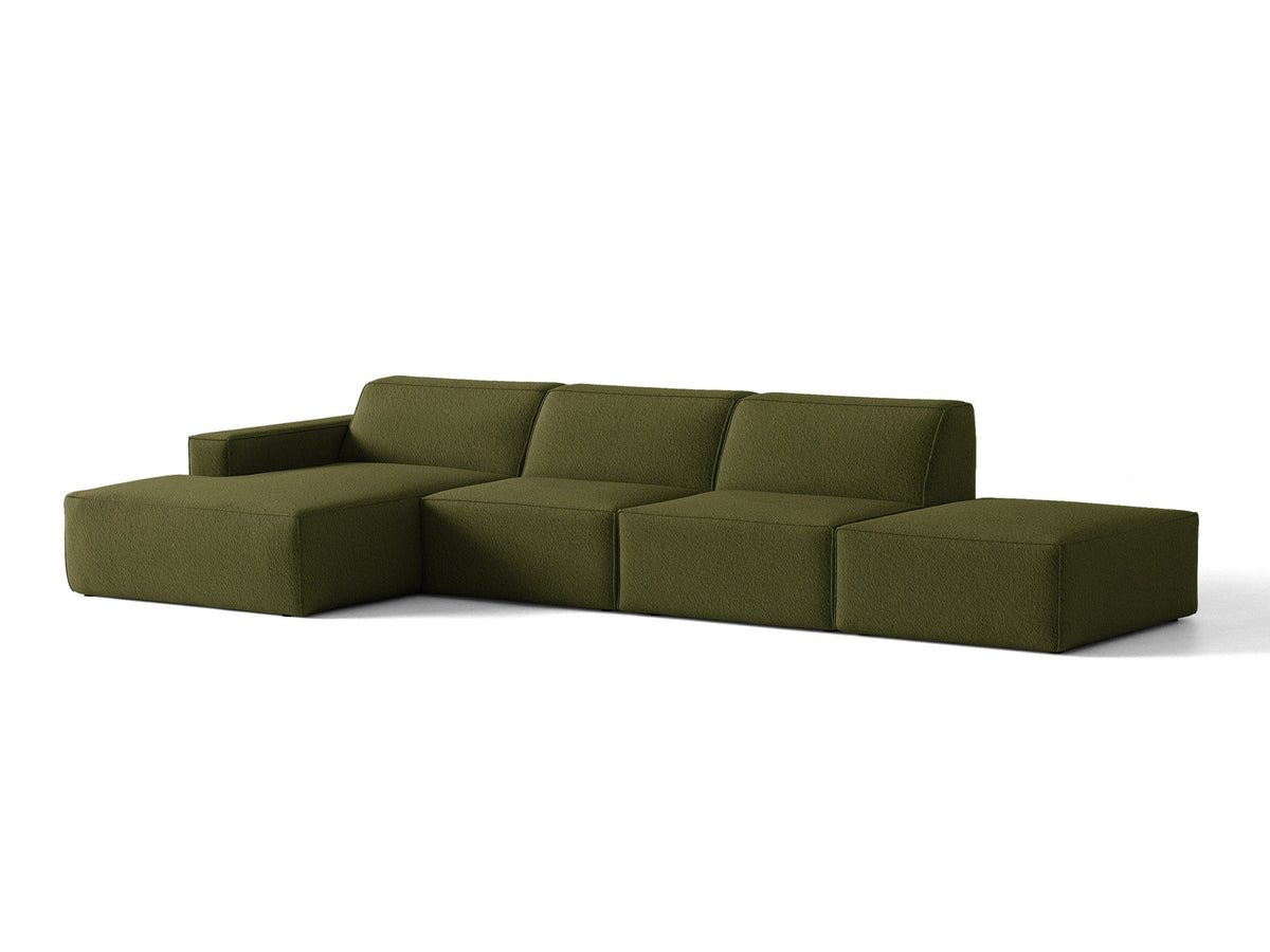 Modulares Ecksofa Jodie von Micadoni, L-Form mit Meridienne links, Polsterstoff, schwarze Beine