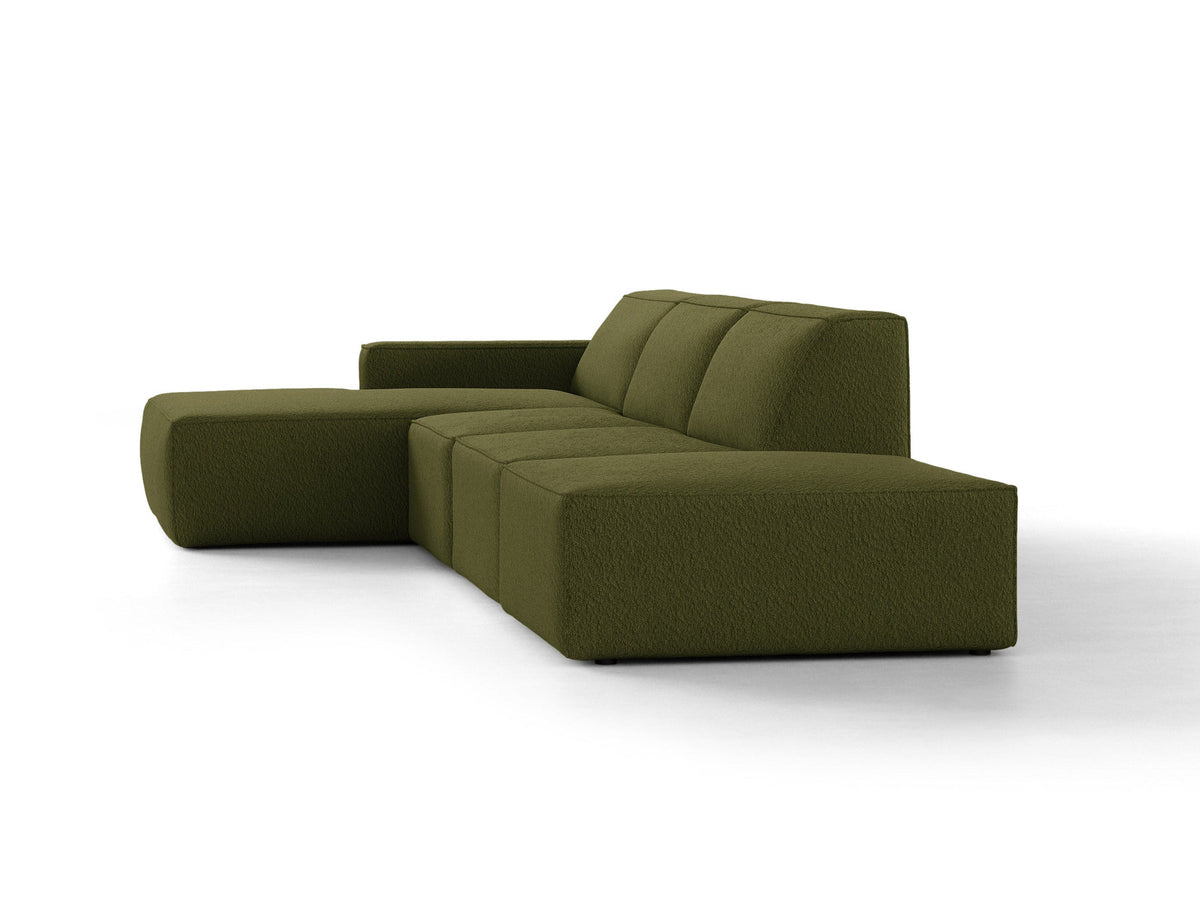 Modulares Ecksofa Jodie von Micadoni, L-Form mit Meridienne links, Polsterstoff, schwarze Beine
