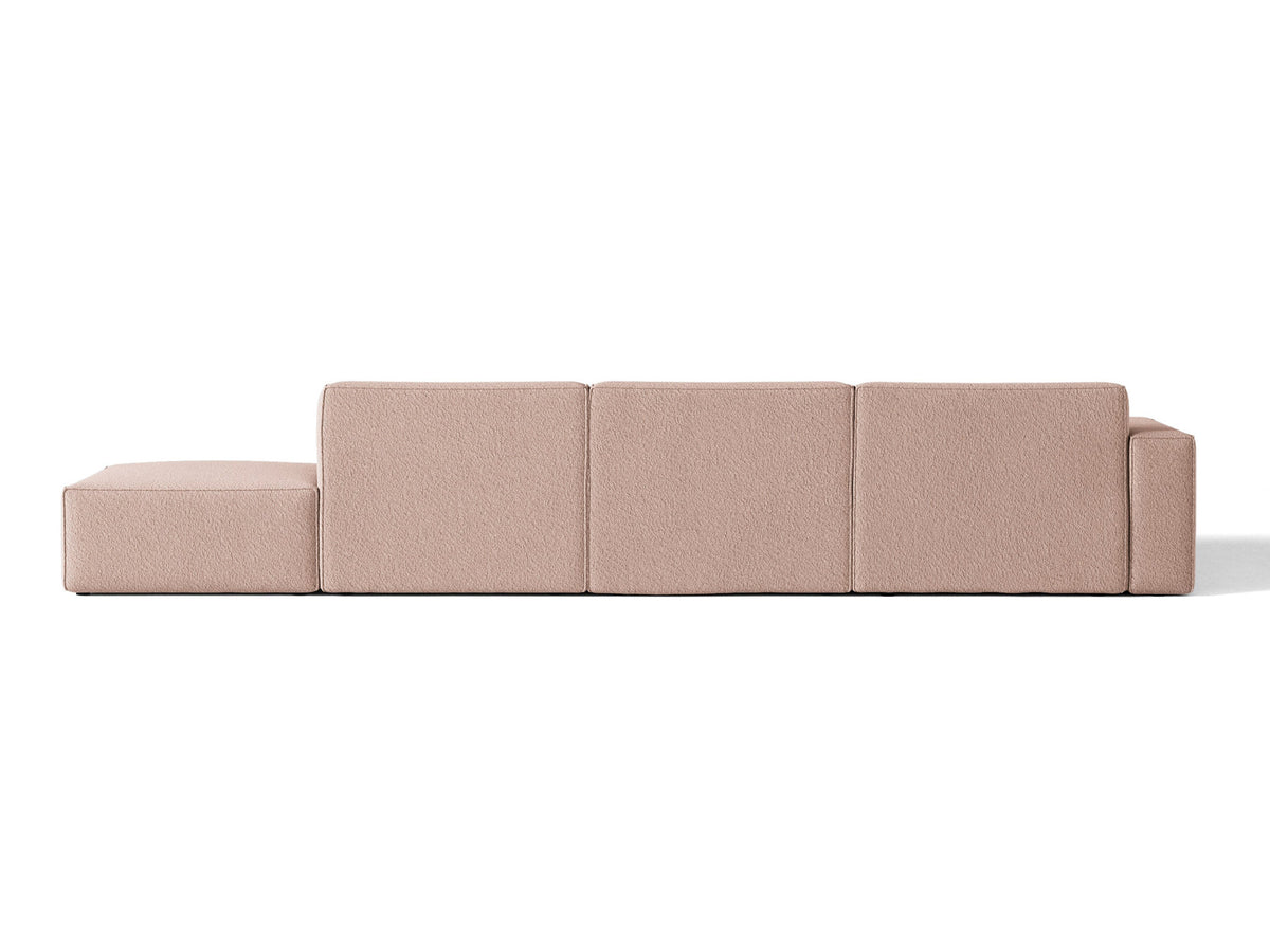Modulares Ecksofa Jodie von Micadoni, L-Form mit Meridienne links, Polsterstoff, schwarze Beine