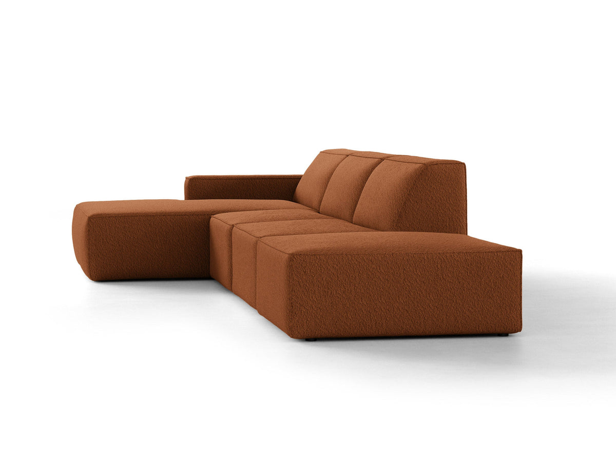 Modulares Ecksofa Jodie von Micadoni, L-Form mit Meridienne links, Polsterstoff, schwarze Beine