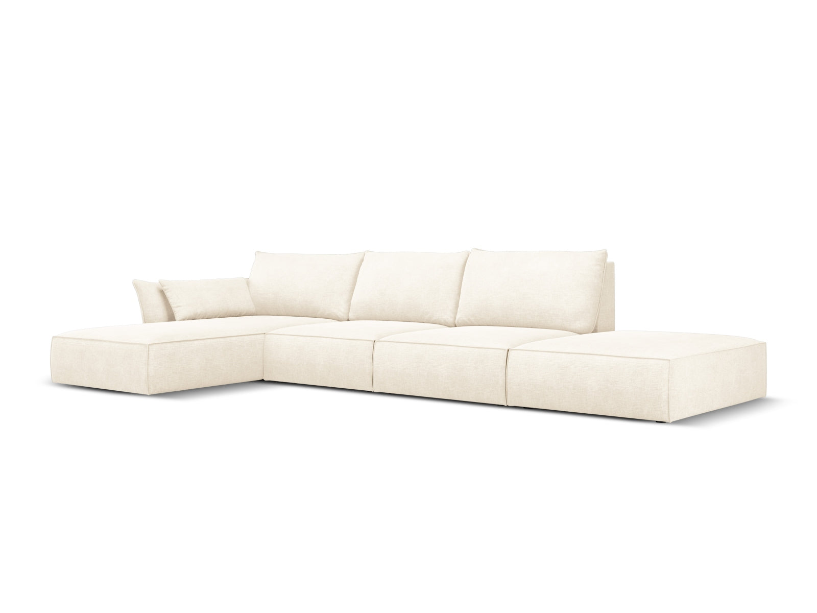 Stylisches Kaelle Ecksofa links, 5-Sitzer in hellem Beige, ideal für moderne Wohnräume, erhältlich bei KAQTU Design AG.