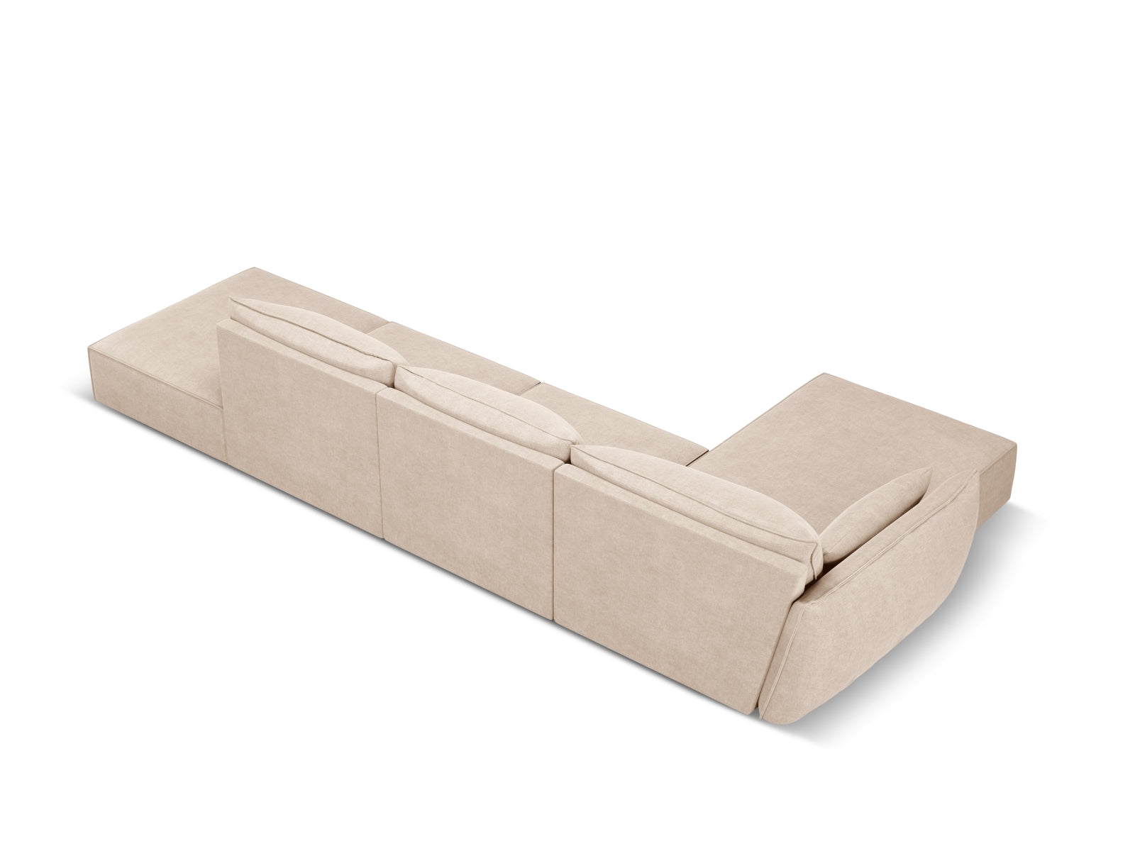 Beige Kaelle Ecksofa links, 5-Sitzer von Micadoni, modernes L-Sofa mit elegantem Design und hohem Sitzkomfort für Ihr Zuhause.
