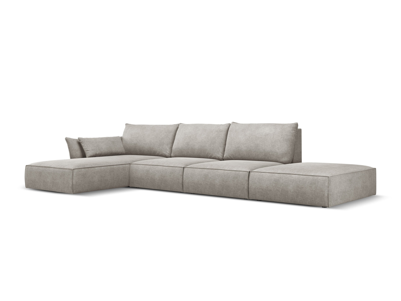Stylisches Kaelle Ecksofa links, 5-Sitzer in hellem Grau, ideal für moderne Wohnräume, erhältlich bei KAQTU Design AG.