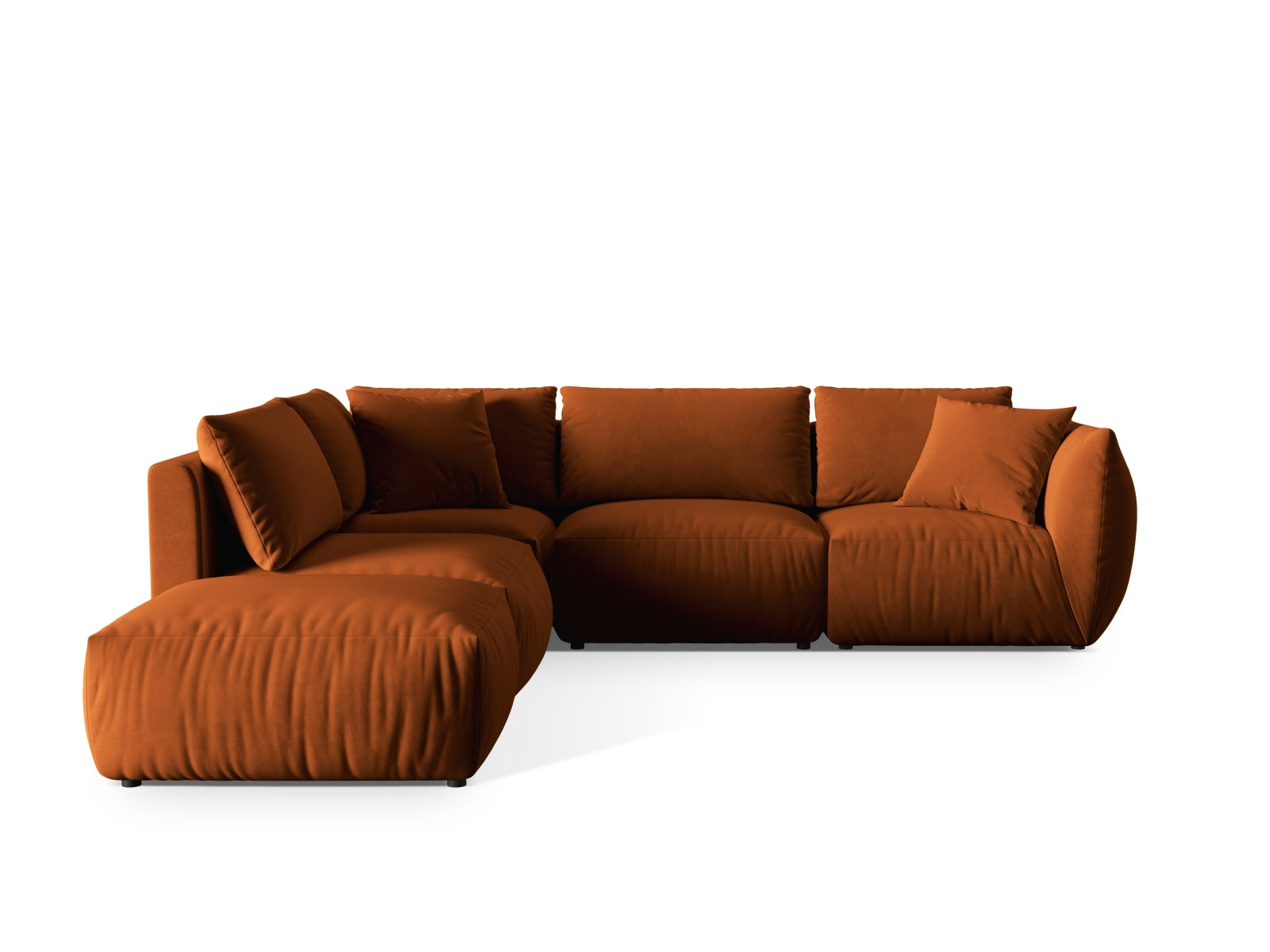 Chris Velour Modular Ecksofa links 4 Sitzer in Terracotta-Casino präsentiert im Onlineshop von KAQTU Design AG. Ecksofa links ist von Micadoni