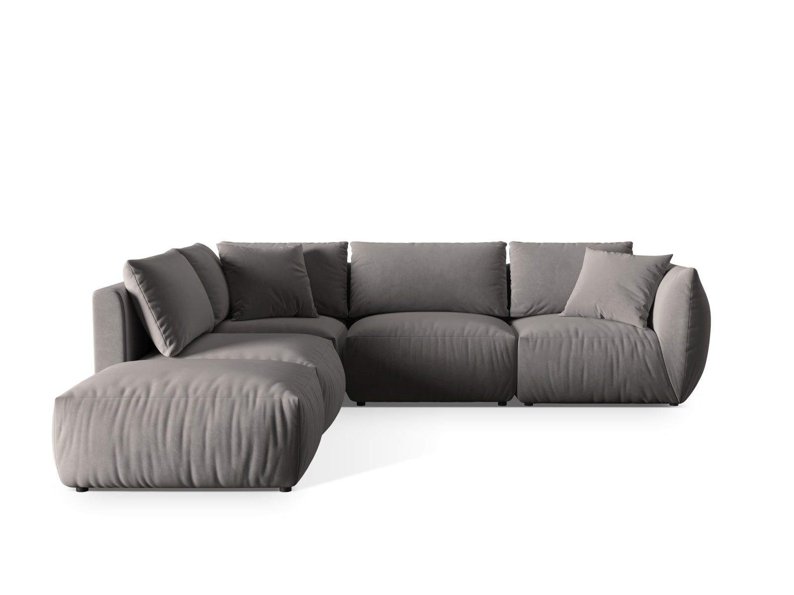 Chris Velour Modular Ecksofa links 4 Sitzer in Grey-Casino präsentiert im Onlineshop von KAQTU Design AG. Ecksofa links ist von Micadoni