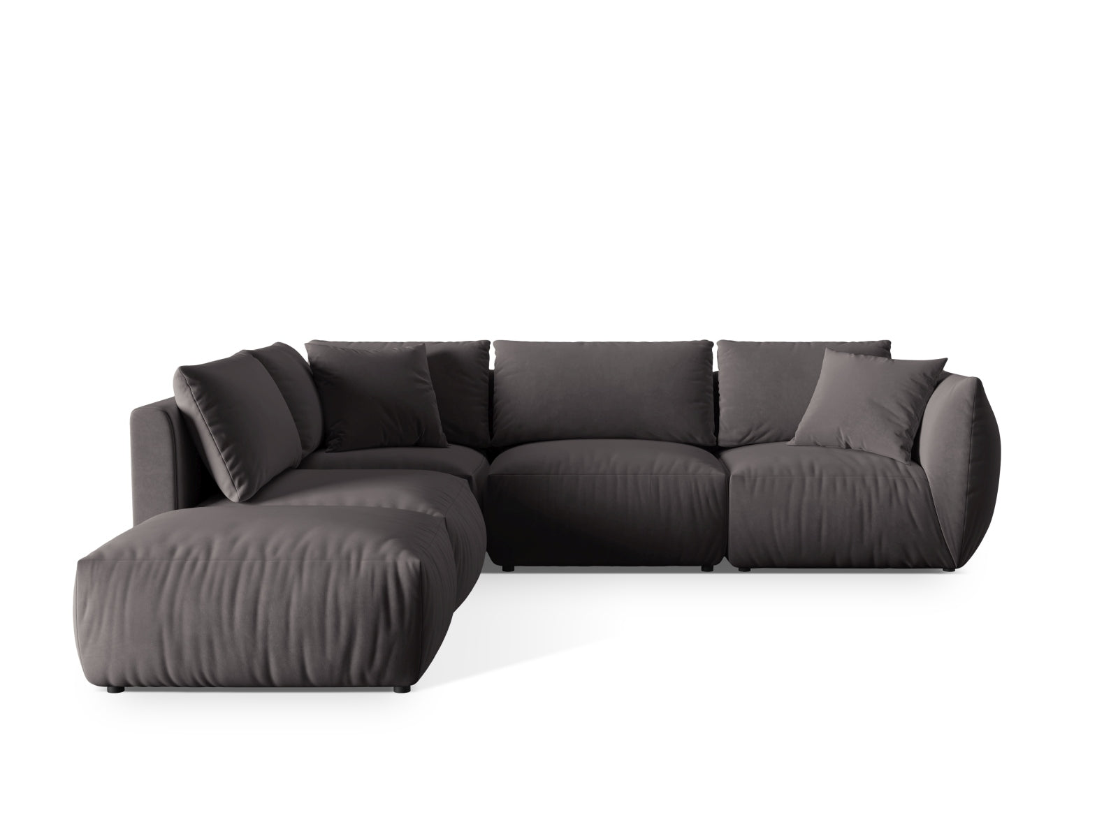 Chris Velour Modular Ecksofa links 4 Sitzer in Dark Grey-Casino präsentiert im Onlineshop von KAQTU Design AG. Ecksofa links ist von Micadoni