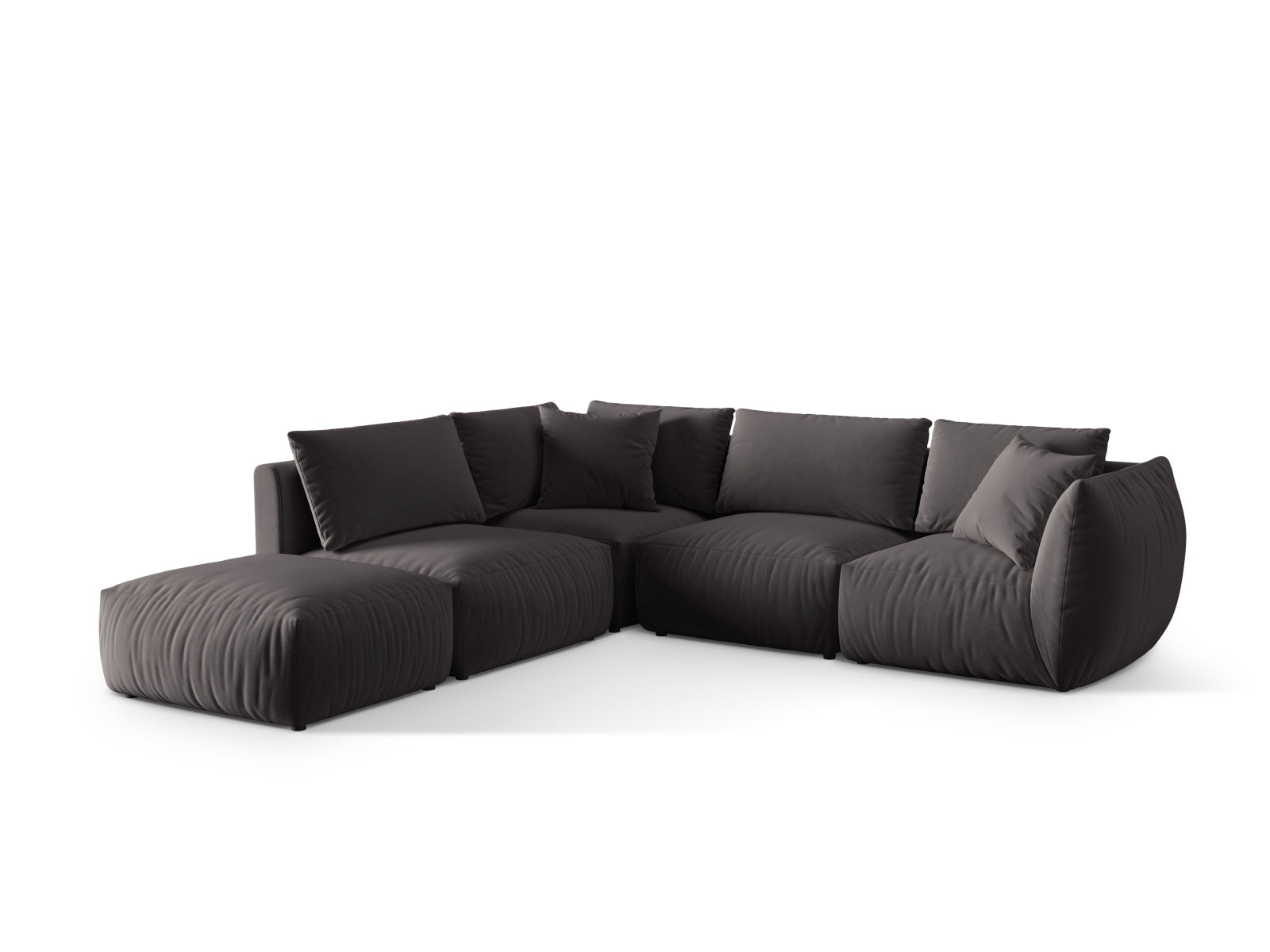 Erleben Sie das Chris Velour Modular Ecksofa links von Micadoni – ein stilvolles 4-Sitzer Sofa, das Komfort und modernes Design perfekt kombiniert!