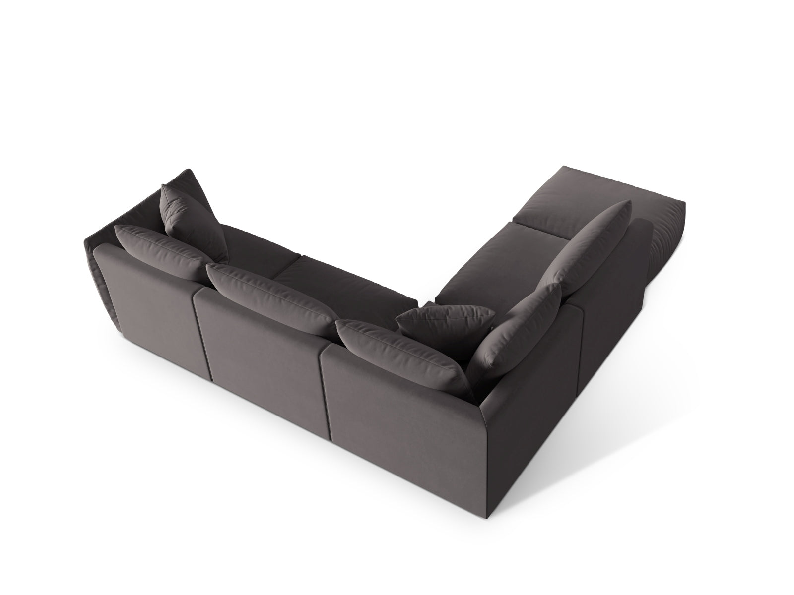 Modulares Ecksofa Chris in edlem Velours, linksseitig, ideal für moderne Wohnräume, von Micadoni entworfen.