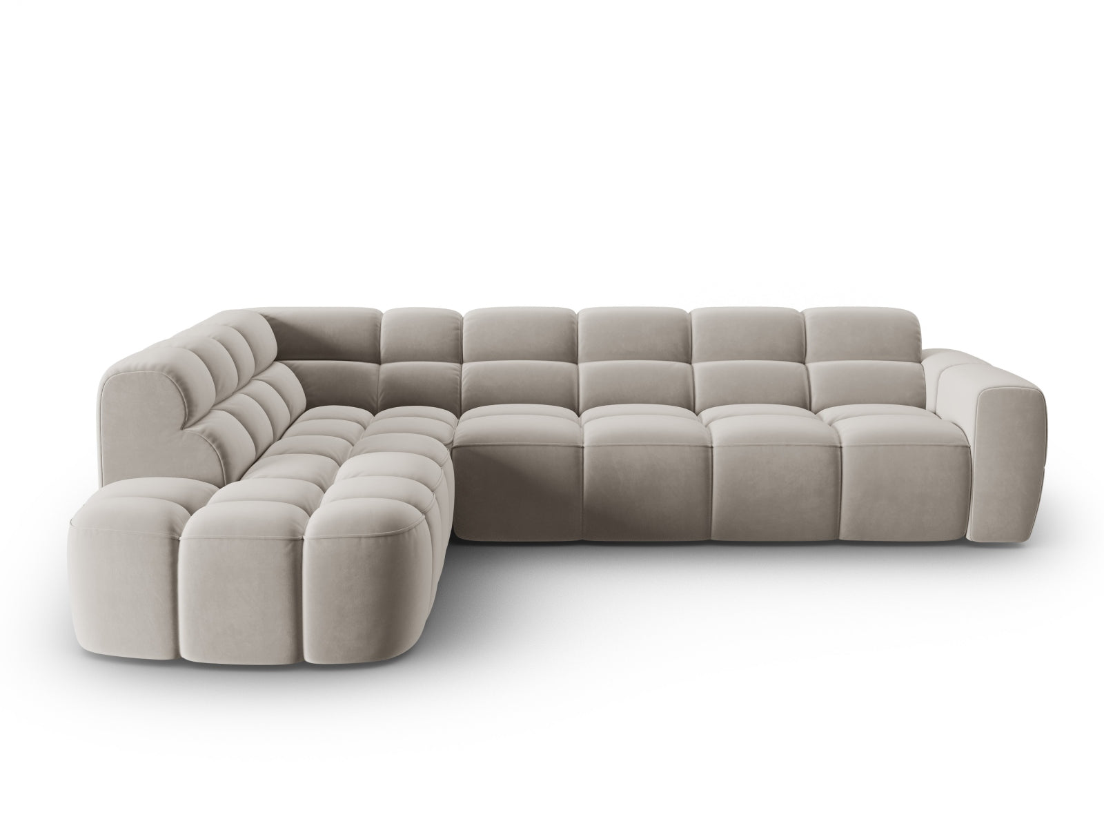 Lisa Velour links Ecksofa 5 Sitzer in Light Beige präsentiert im Onlineshop von KAQTU Design AG. Ecksofa links ist von Micadoni