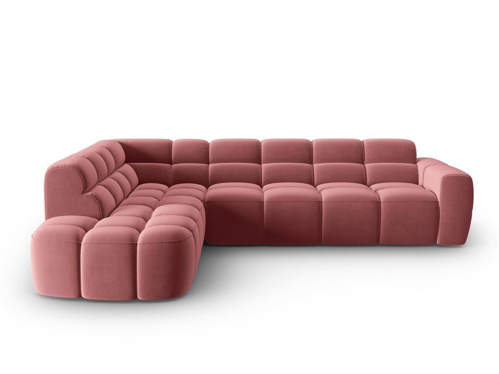 Lisa Velour links Ecksofa 5 Sitzer in Flamingo präsentiert im Onlineshop von KAQTU Design AG. Ecksofa links ist von Micadoni