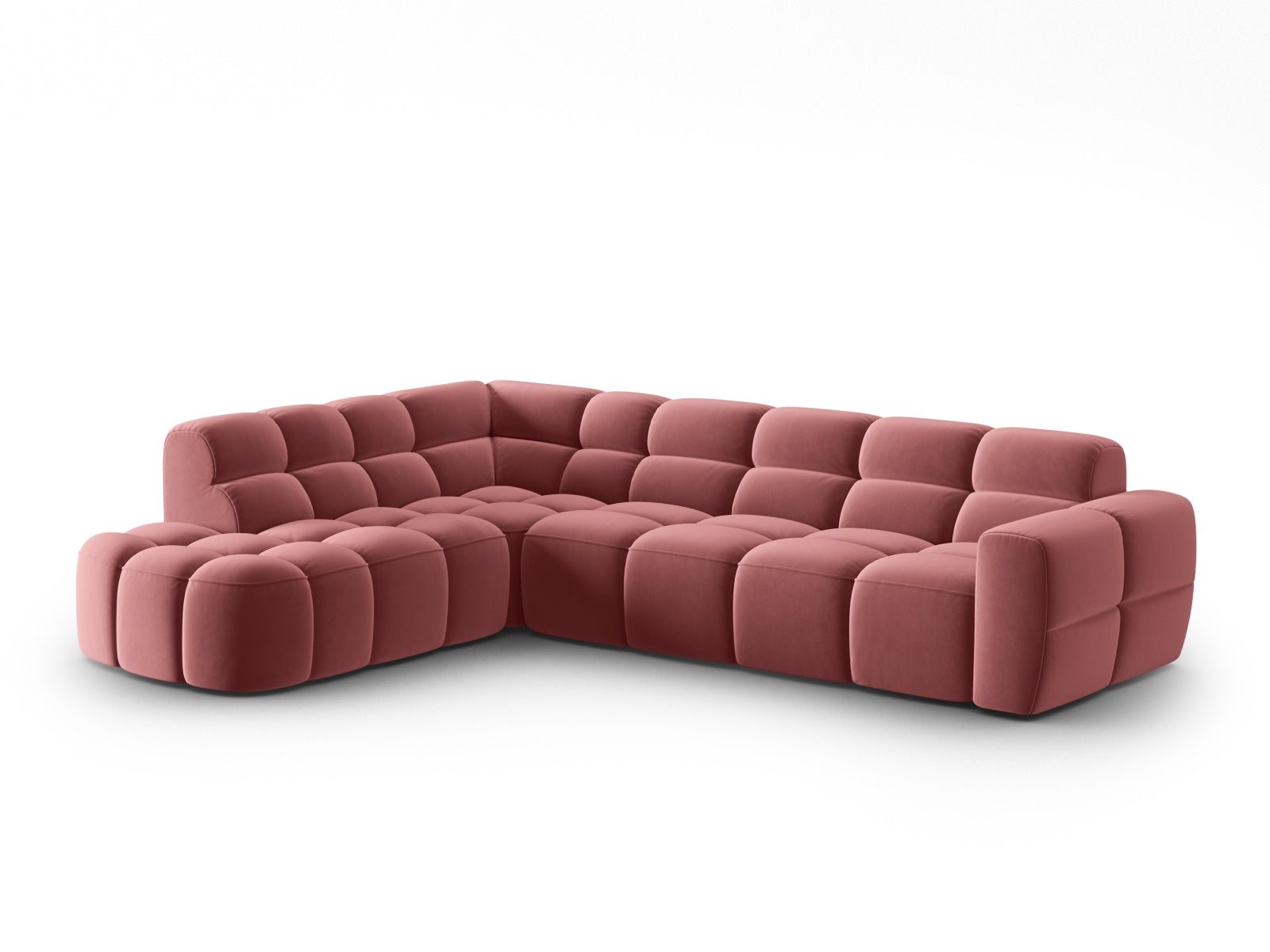 Entdecken Sie das elegante Lisa Velour links Ecksofa 5 Sitzer von Micadoni. Ideal für Ihr Wohnzimmer, bietet es modernen Komfort und stilvolles Design.