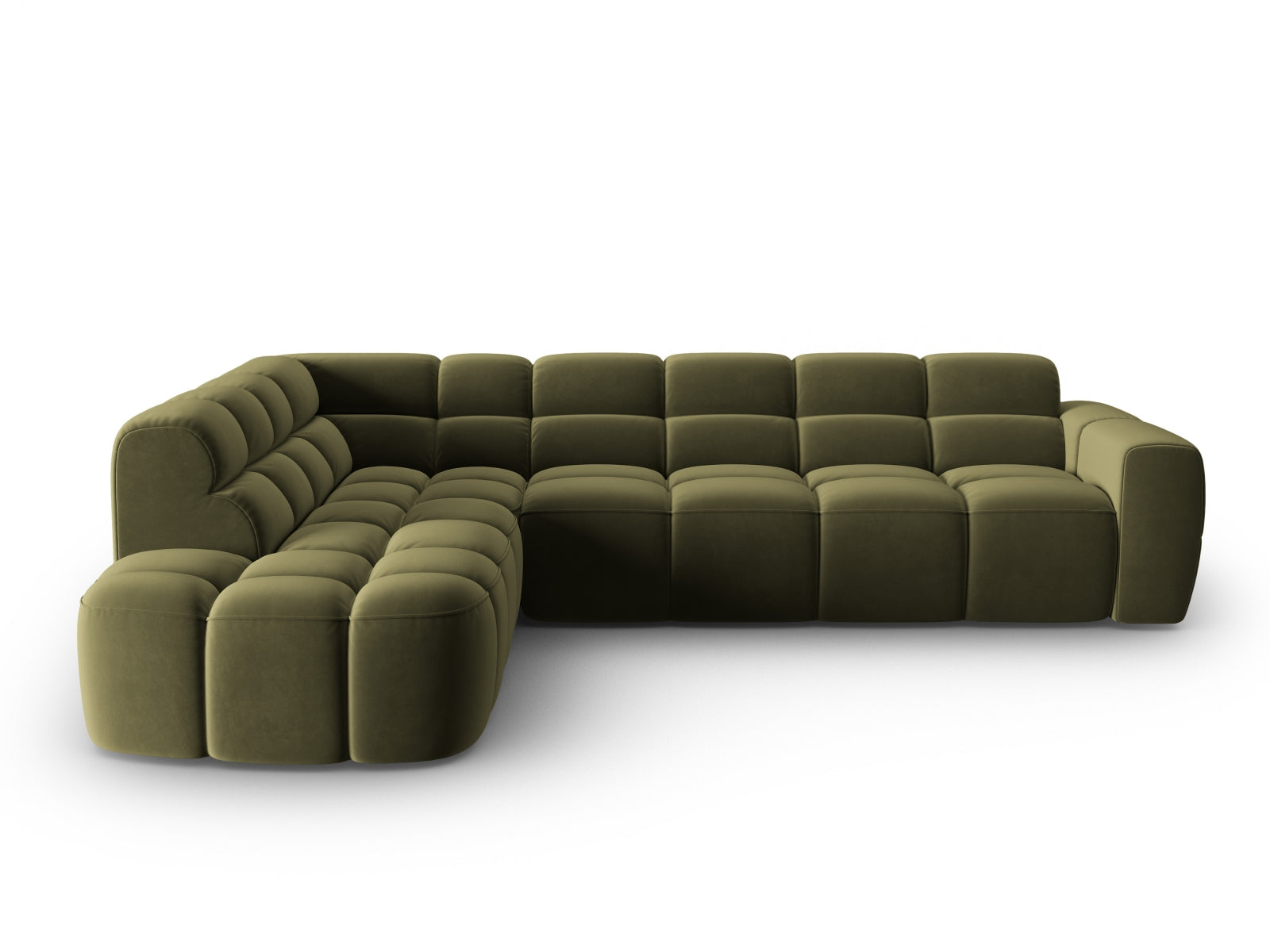 Lisa Velour links Ecksofa 5 Sitzer in Light Green präsentiert im Onlineshop von KAQTU Design AG. Ecksofa links ist von Micadoni