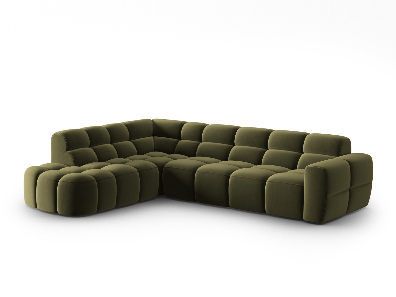 Entdecken Sie das elegante Lisa Velour links Ecksofa 5 Sitzer von Micadoni. Ideal für Ihr Wohnzimmer, bietet es modernen Komfort und stilvolles Design.