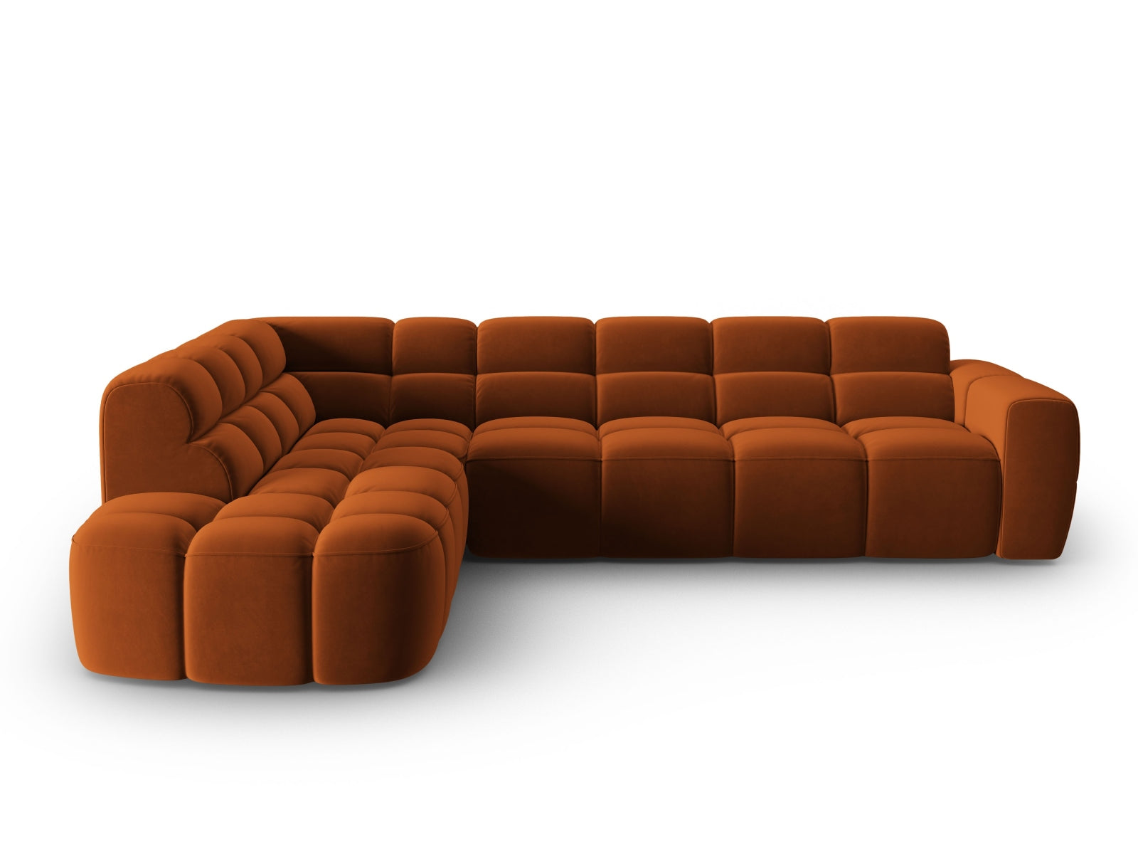Lisa Velour links Ecksofa 5 Sitzer in Terracotta präsentiert im Onlineshop von KAQTU Design AG. Ecksofa links ist von Micadoni