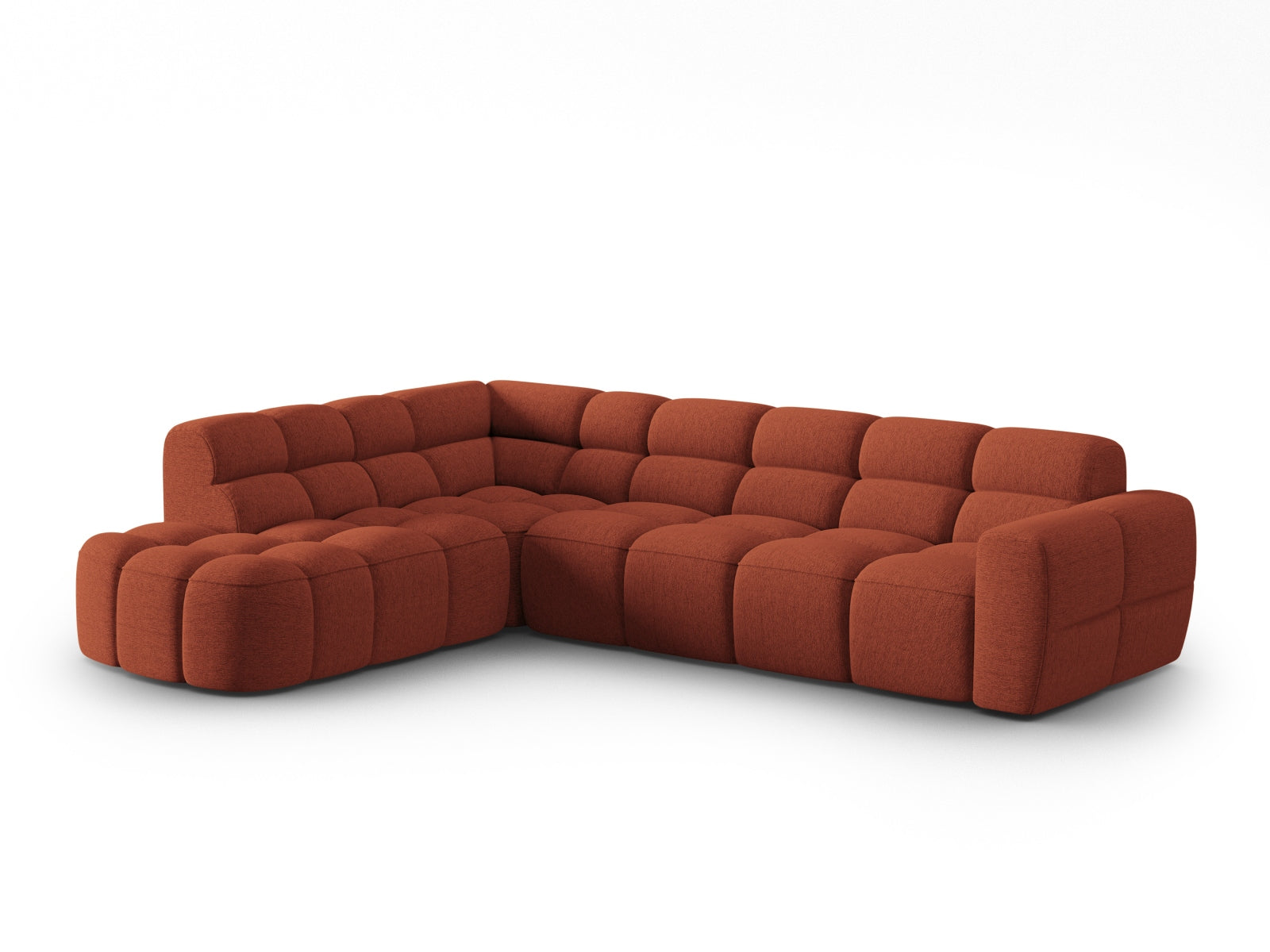Entdecken Sie das elegante Lisa Ecksofa links 5 Sitzer von Micadoni. Hochwertiger Velours und modernes Design verwandeln Ihr Zuhause in eine Wohlfühloase.