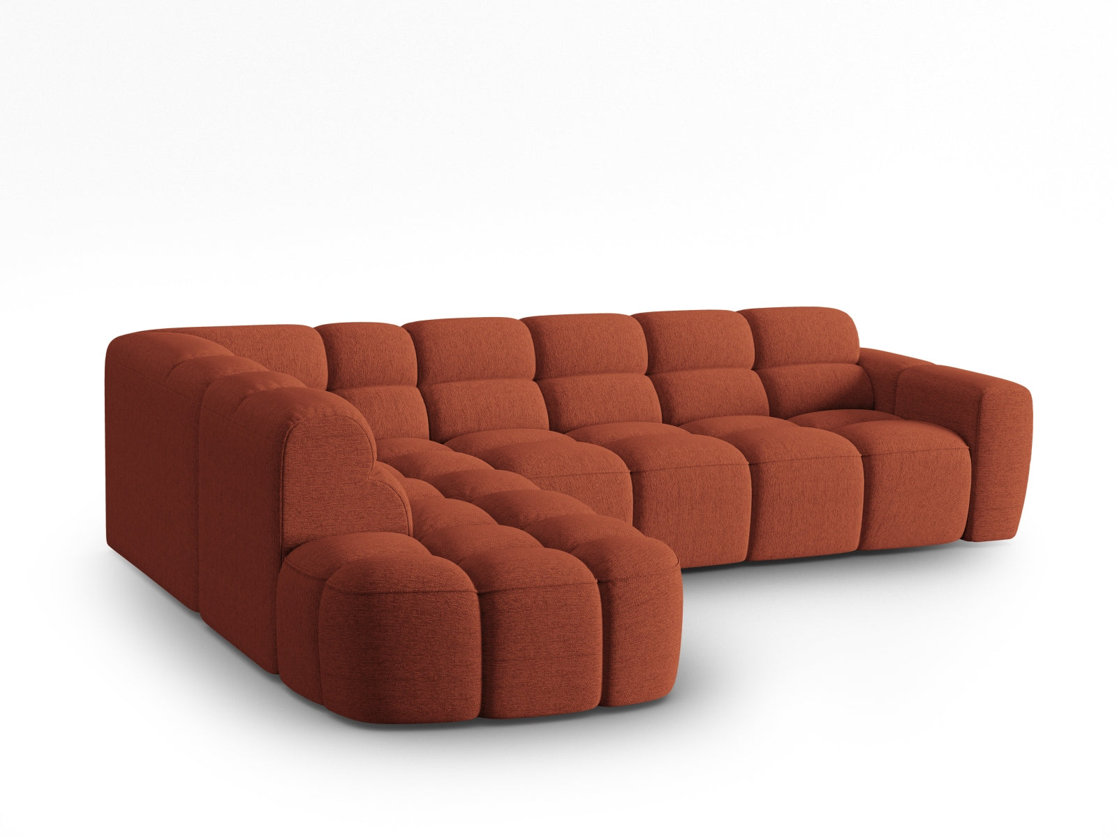 Erleben Sie das stilvolle Lisa Ecksofa links 5 Sitzer von Micadoni. Mit edlem Velours und zeitgemässem Design wird Ihr Wohnraum zum Highlight.