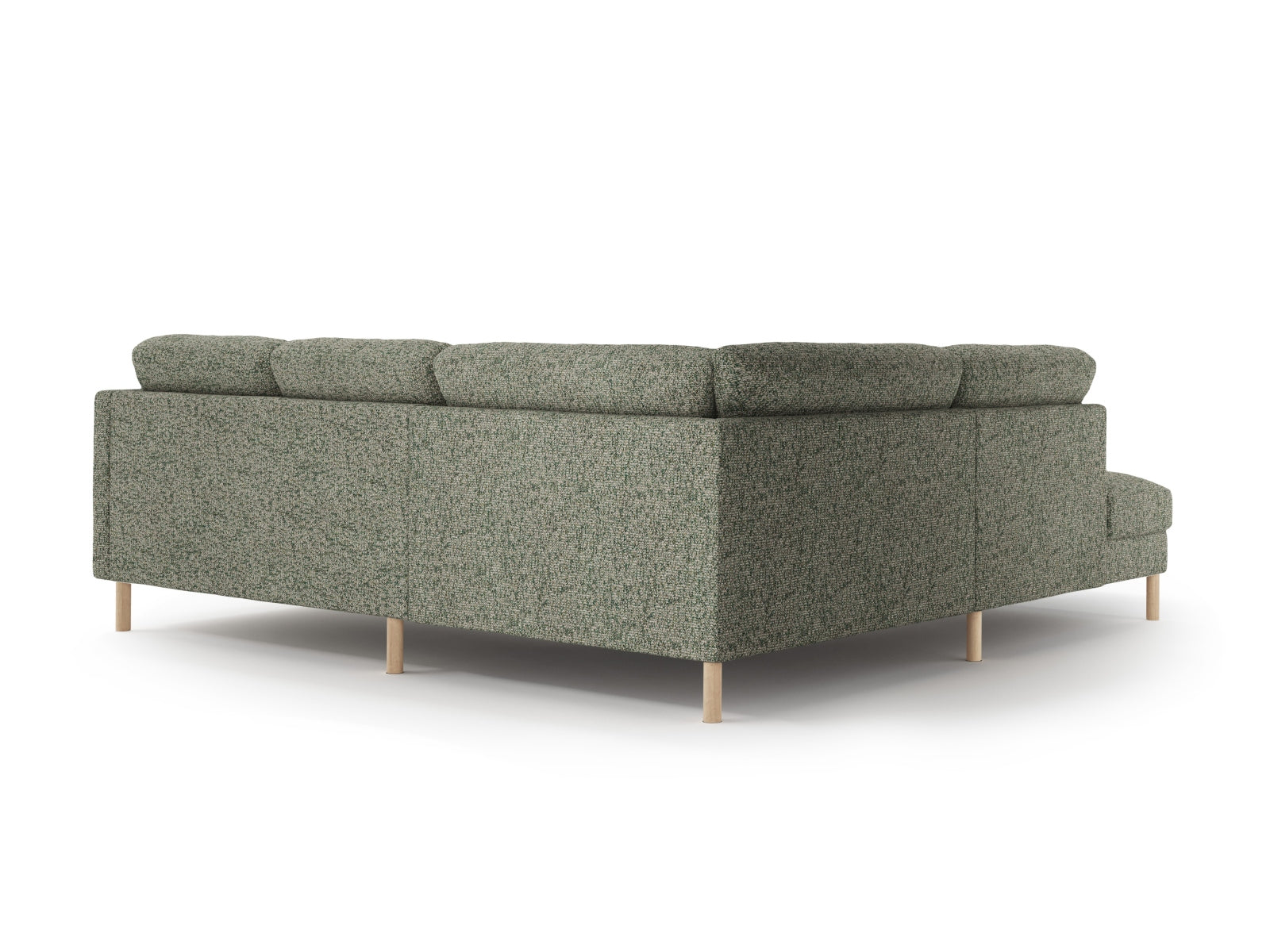 Elegantes Eden Ecksofa links für 4 Personen in luxuriösem Moss Green Melange-Puente, ideal für entspannte Abende und geschmackvolle Wohnräume.