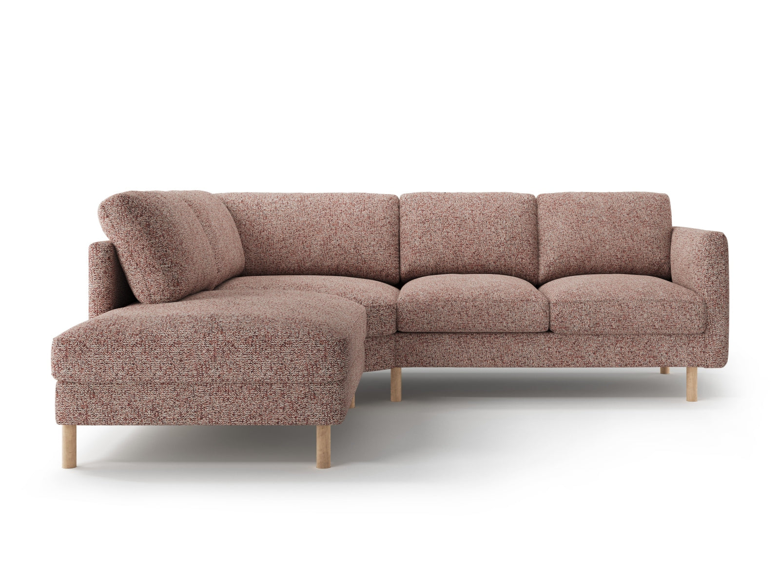 Stylisches Eden Ecksofa links in zartem Pink Melange-Puente, perfekt für entspannte Abende. Geräumiges 4-Sitzer Modell von Micadoni.