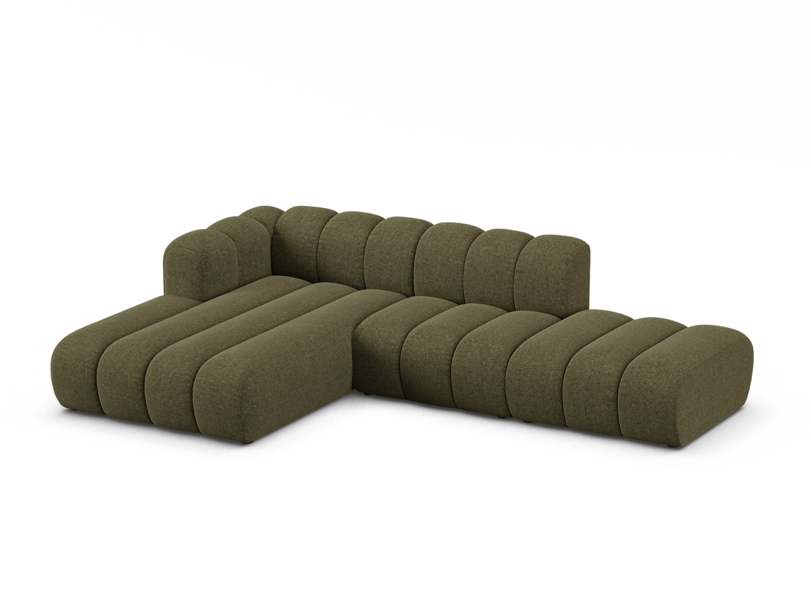 Elegantes Lupine Modular Open Ecksofa für 5 Personen in der Farbe Green-Eden, ideal für stilvolle Wohnräume, präsentiert von Micadoni.
