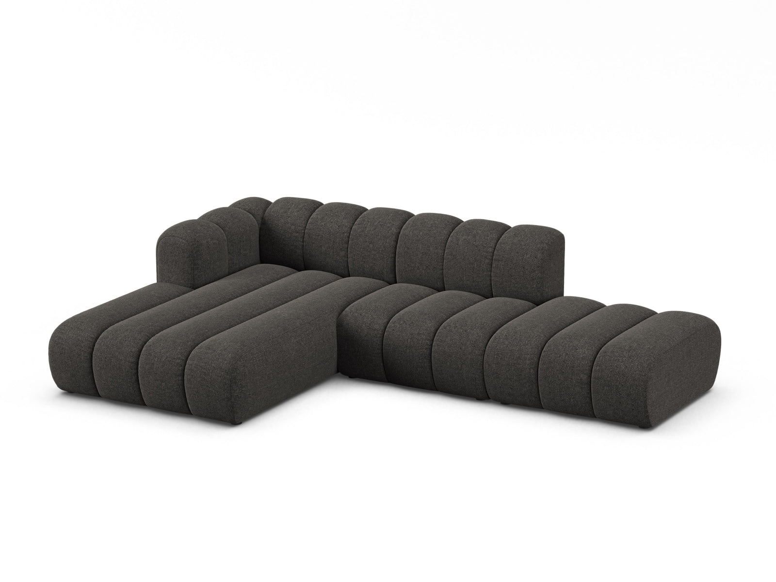Elegantes Lupine Modular Open Ecksofa in Dunkelgrau, 5-Sitzer, linksseitig, ideal für stilvolle Wohnräume, präsentiert von Micadoni.