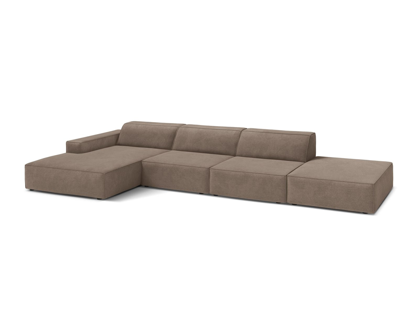 Modulares 5-Sitzer Ecksofa Jodie in elegantem Cappuccino-Liberty, ideal für stilvolle Wohnräume, erhältlich bei KAQTU Design AG.