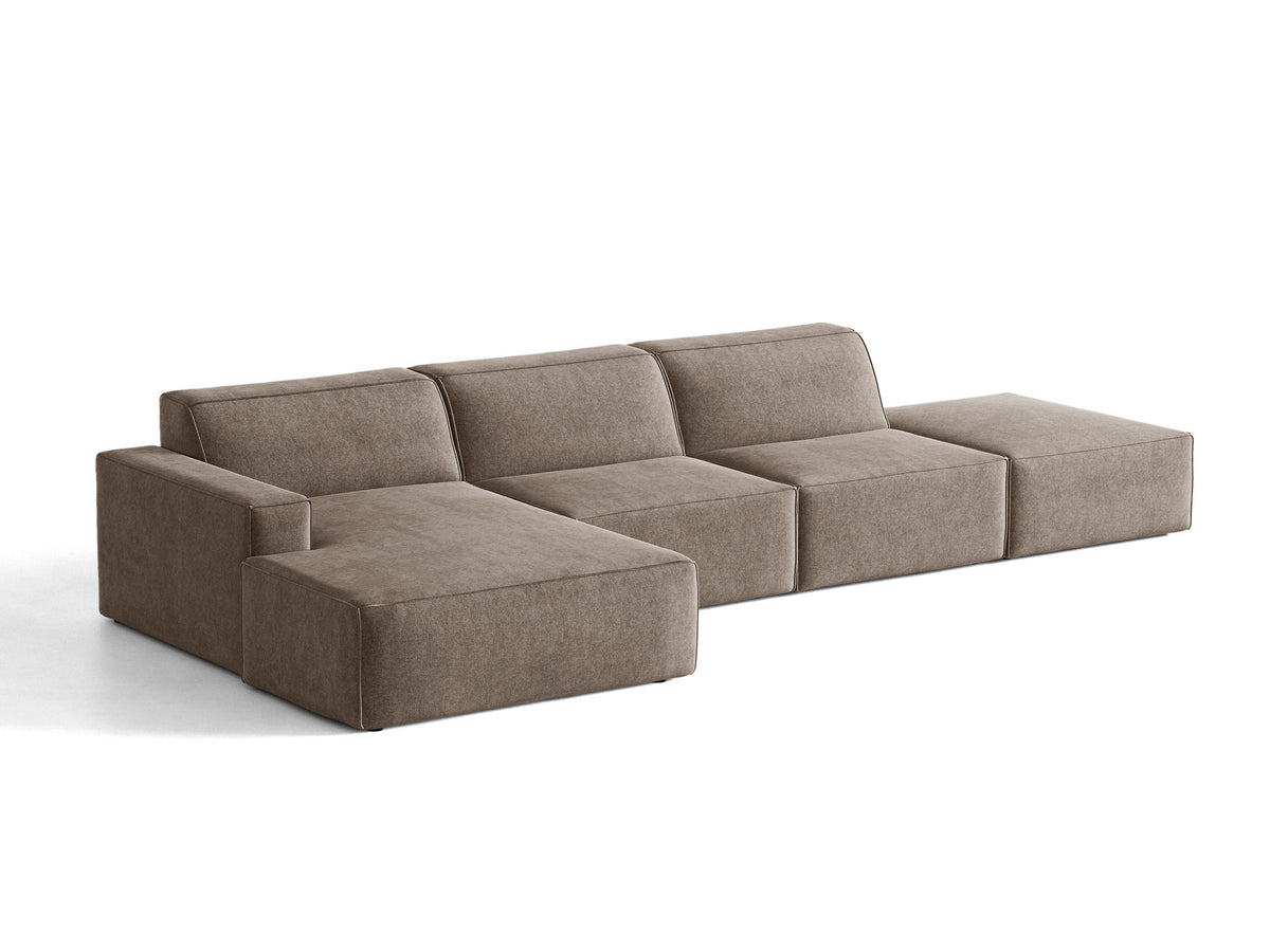 Modulares Ecksofa Jodie von Micadoni, L-Form mit Meridienne links, Polsterstoff, schwarze Beine