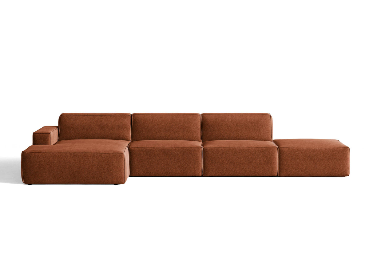 Modulares Ecksofa Jodie von Micadoni, L-Form mit Meridienne links, Polsterstoff, schwarze Beine