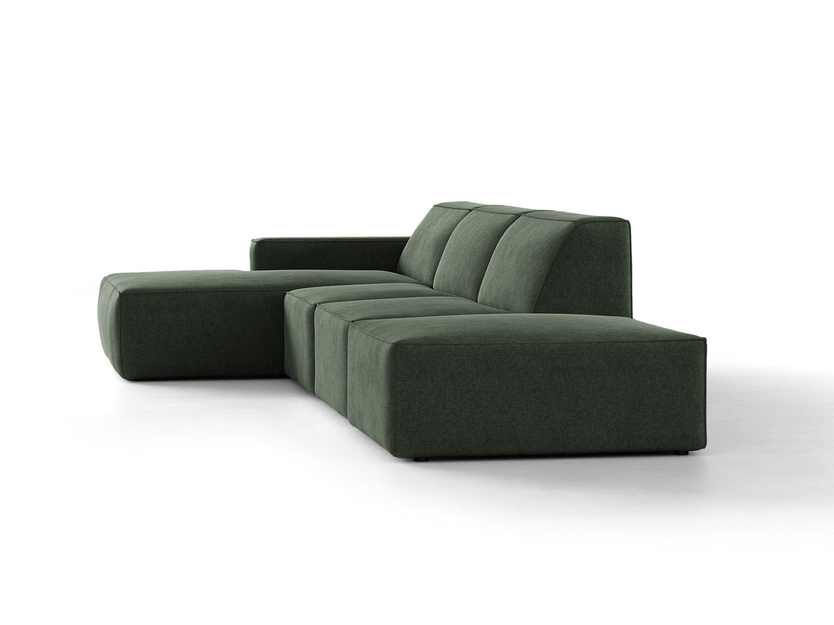 Modulares Ecksofa Jodie von Micadoni, L-Form mit Meridienne links, Polsterstoff, schwarze Beine