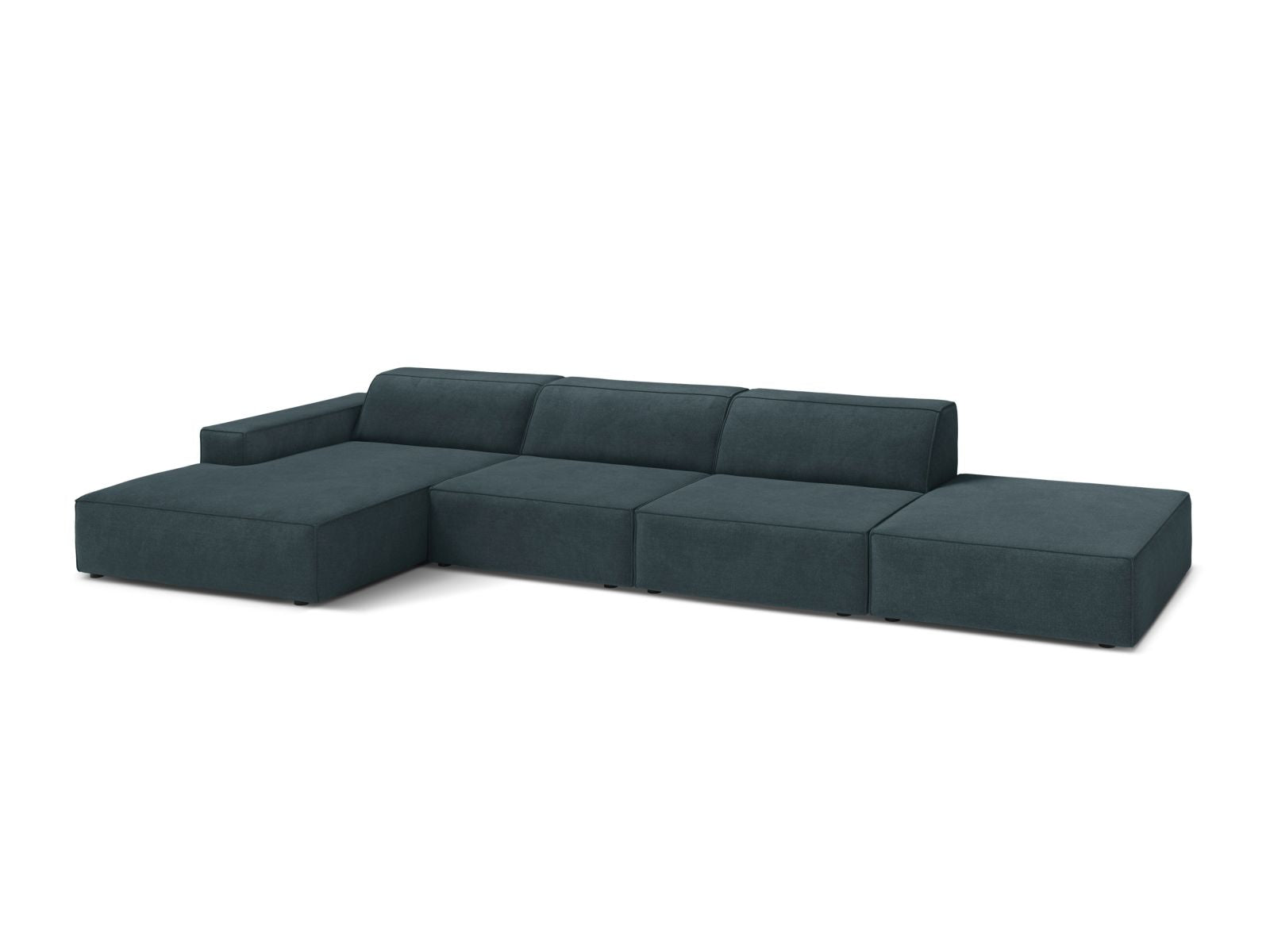 Modulares 5-Sitzer Ecksofa Jodie in tiefem Petrol, stilvoll und komfortabel, ideal für moderne Wohnräume, erhältlich bei KAQTU Design AG.