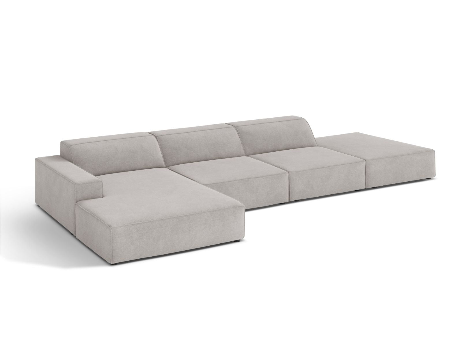 Stylisches, flexibles 5-Sitzer Ecksofa Jodie in dezentem Grau, ideal für zeitgemäße Wohnräume von Micadoni.
