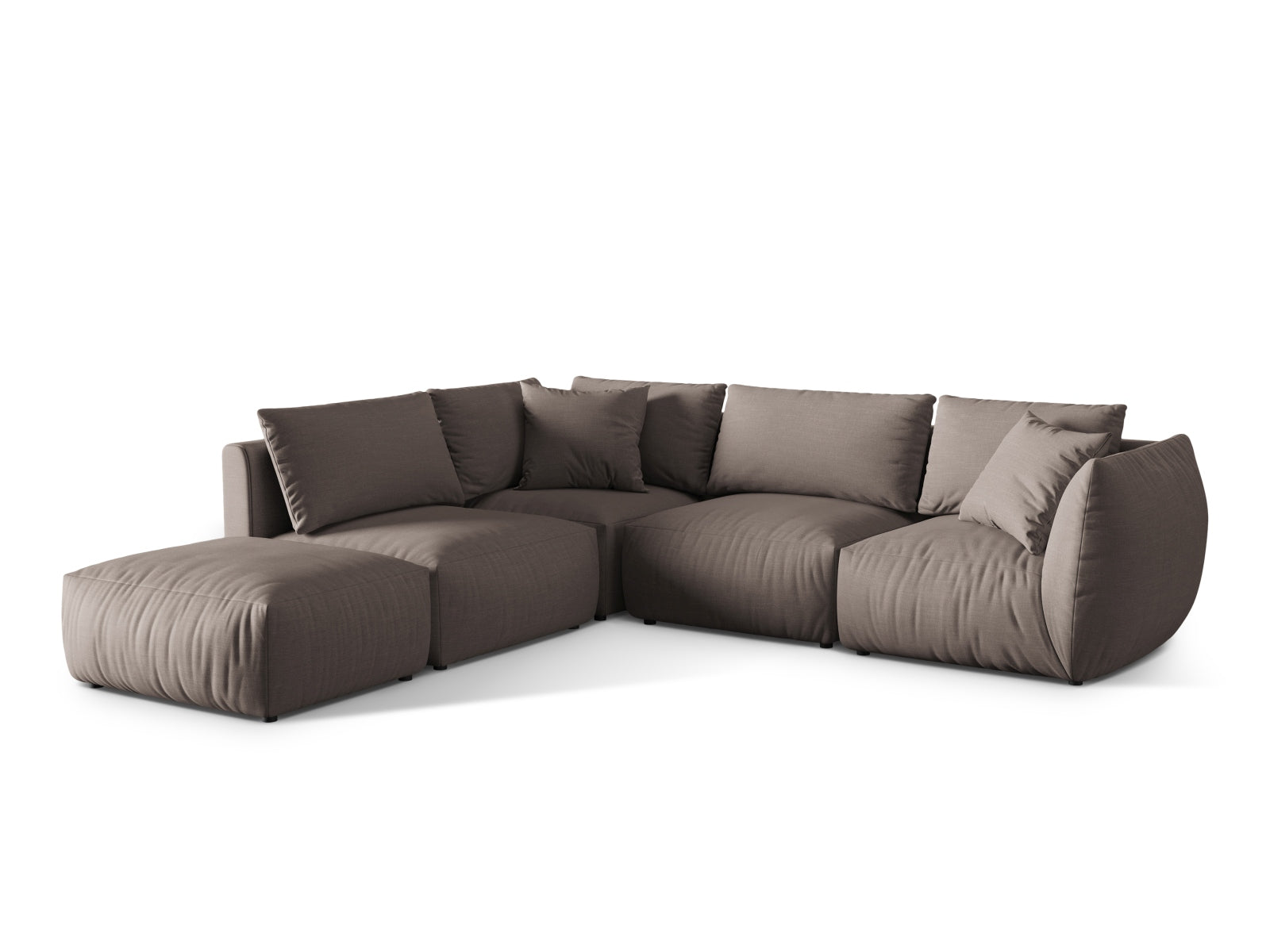 Elegantes, modulares 4-Sitzer Ecksofa in Warm Grey von Micadoni, bietet Komfort und Flexibilität für jeden Wohnraum.