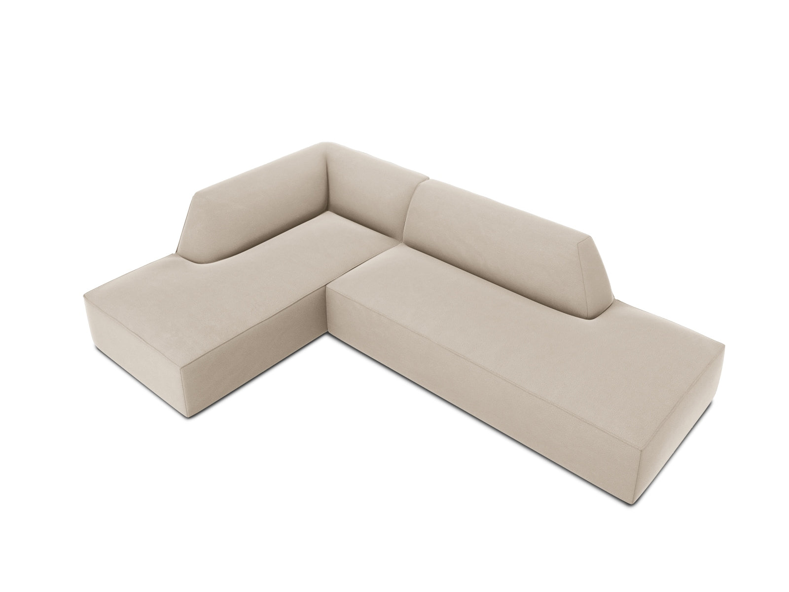 Ruby Velour modulares Ecksofa links 4 Sitzer in Beige-Salvador präsentiert im Onlineshop von KAQTU Design AG. Ecksofa links ist von Micadoni