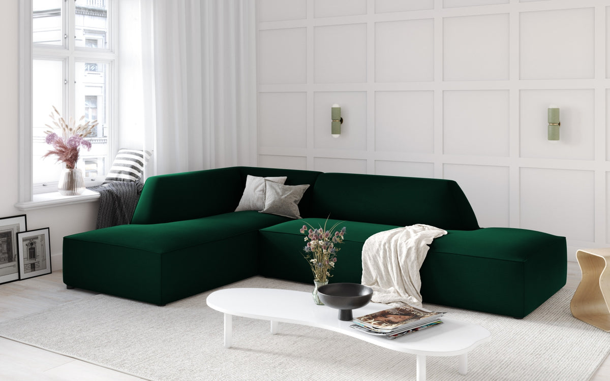 Ruby Velour modulares Ecksofa Open end links 4 Sitzer in Bottle Green-Salvador präsentiert im Onlineshop von KAQTU Design AG. Ecksofa links ist von Micadoni