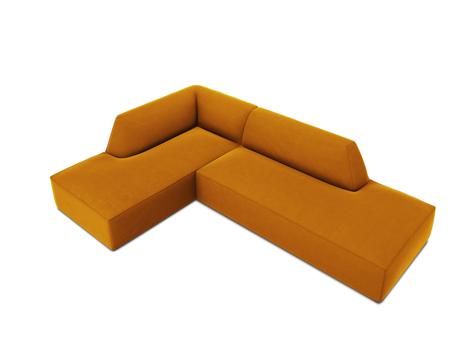 Ruby Velour modulares Ecksofa links 4 Sitzer in Yellow-Salvador präsentiert im Onlineshop von KAQTU Design AG. Ecksofa links ist von Micadoni