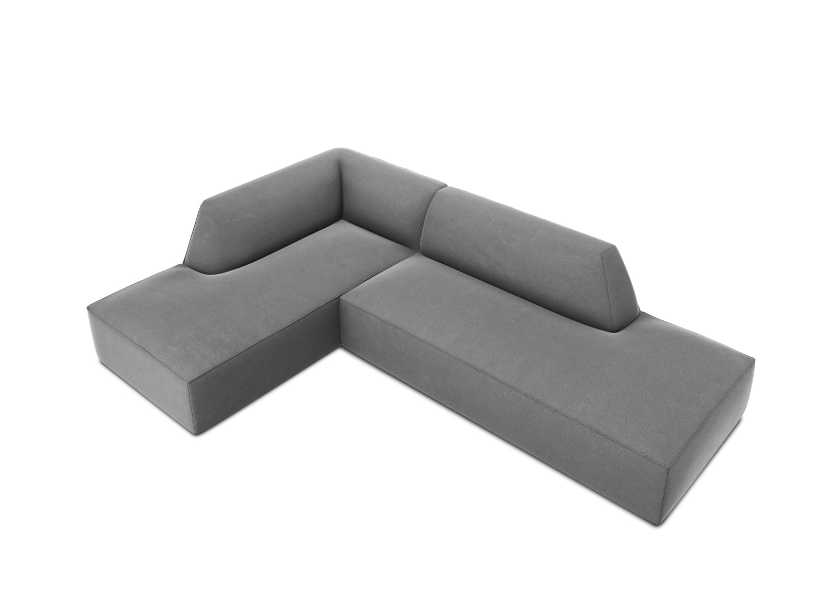 Ruby Velour modulares Ecksofa links 4 Sitzer in Grey-Salvador präsentiert im Onlineshop von KAQTU Design AG. Ecksofa links ist von Micadoni
