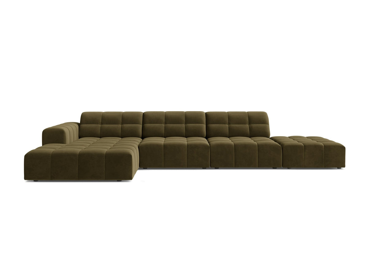 Linkes Ecksofa Jennifer von Micadoni in leichtem Beige mit Bluvel-Stoffbezug, L-Form und schwarzen Kunststoffbeinen aus Polypropylen