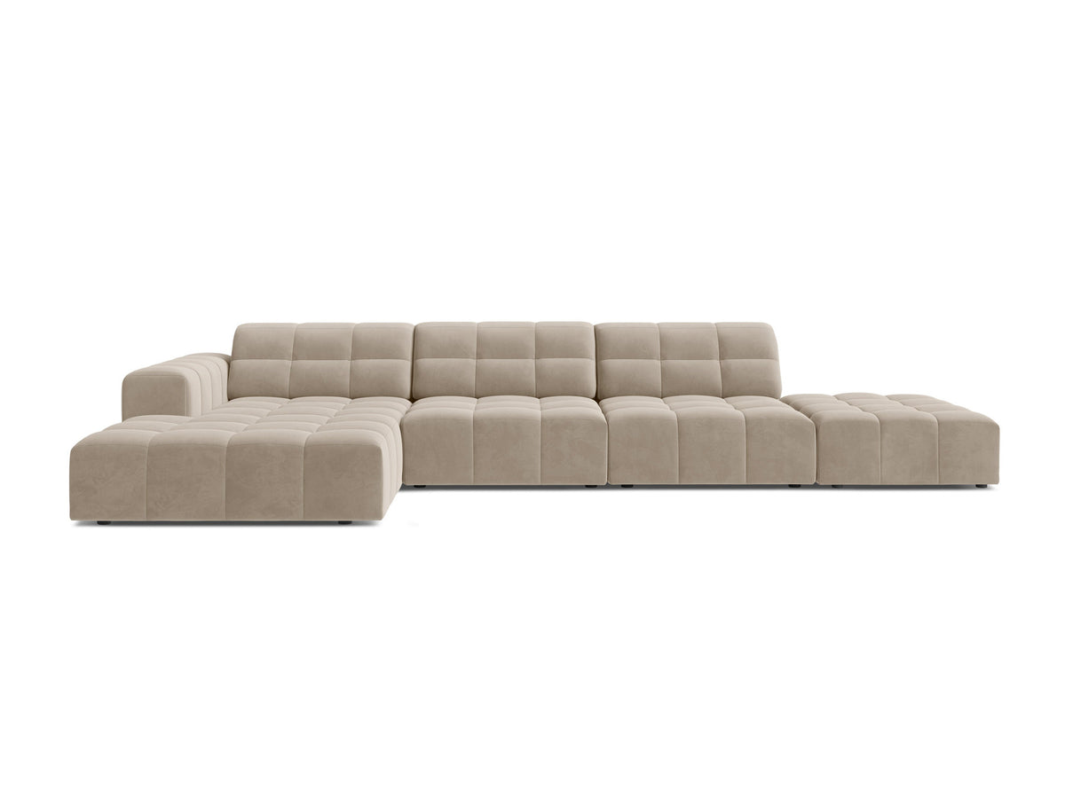 5-Sitzer Ecksofa links Jennifer in Dark Beige-Bluvel präsentiert im Onlineshop von KAQTU Design AG. L-Sofa links ist von Micadoni
