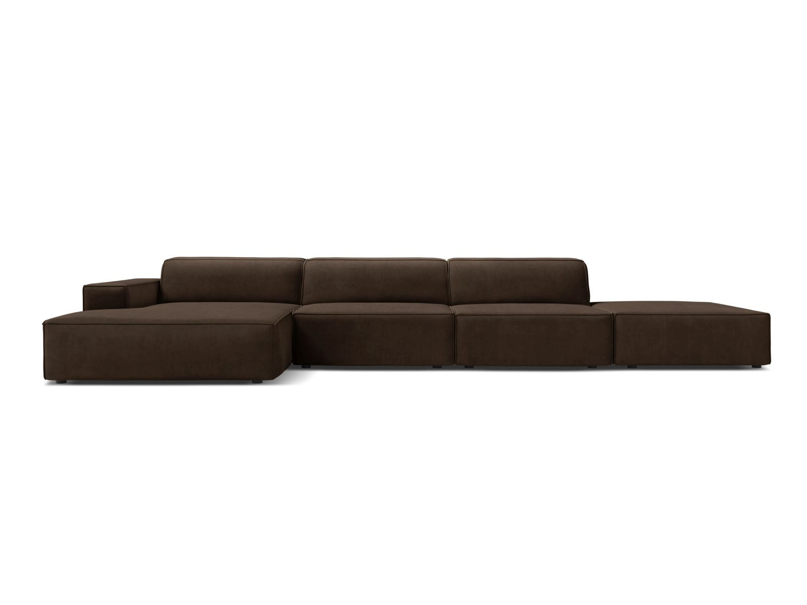 Jodie Velour modulares Ecksofa links 5 Sitzer in Dark Brown-Bluvel präsentiert im Onlineshop von KAQTU Design AG. Ecksofa links ist von Micadoni