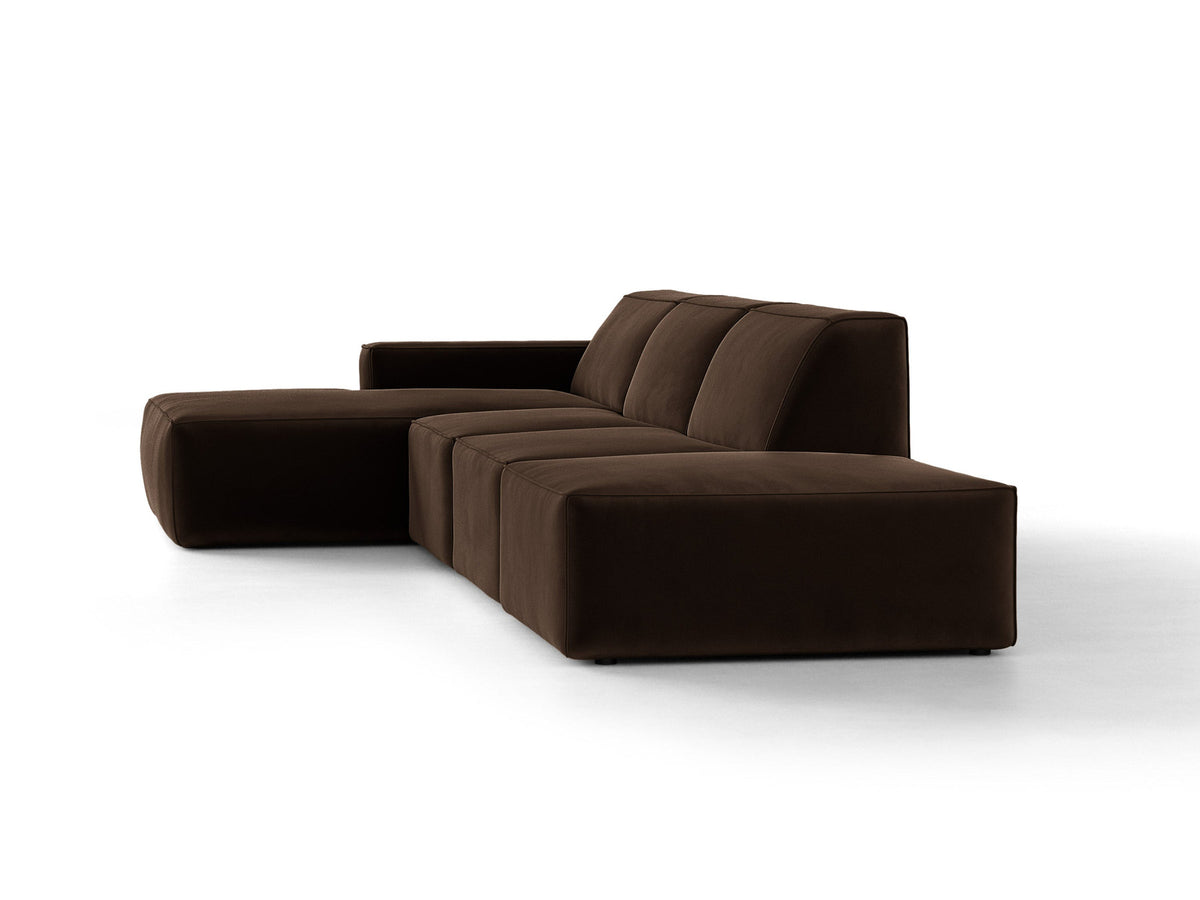 Modulares Ecksofa Jodie von Micadoni, L-Form mit Meridienne links, Polsterstoff, schwarze Beine