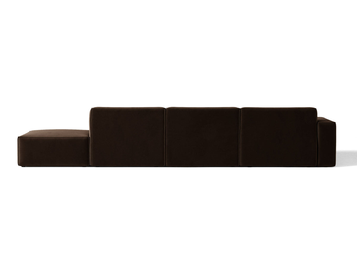 Modulares Ecksofa Jodie von Micadoni, L-Form mit Meridienne links, Polsterstoff, schwarze Beine